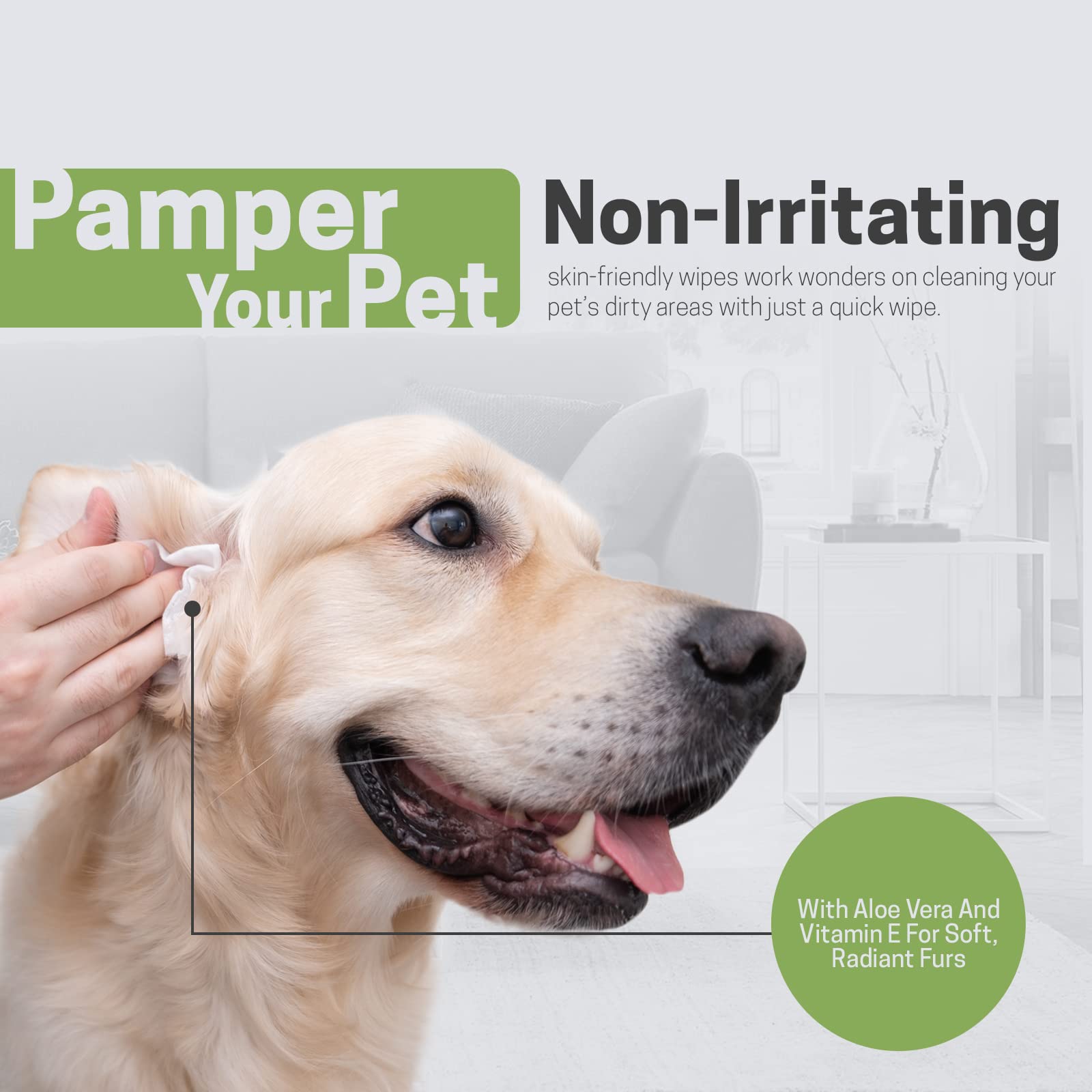 Med Pride 100% Bamboo Fiber Cleaning Wipes, Dog Wipes For Paws And Butt, Alcohol & Paraben-Free, Hypoallergenic, Extra-Large 8''