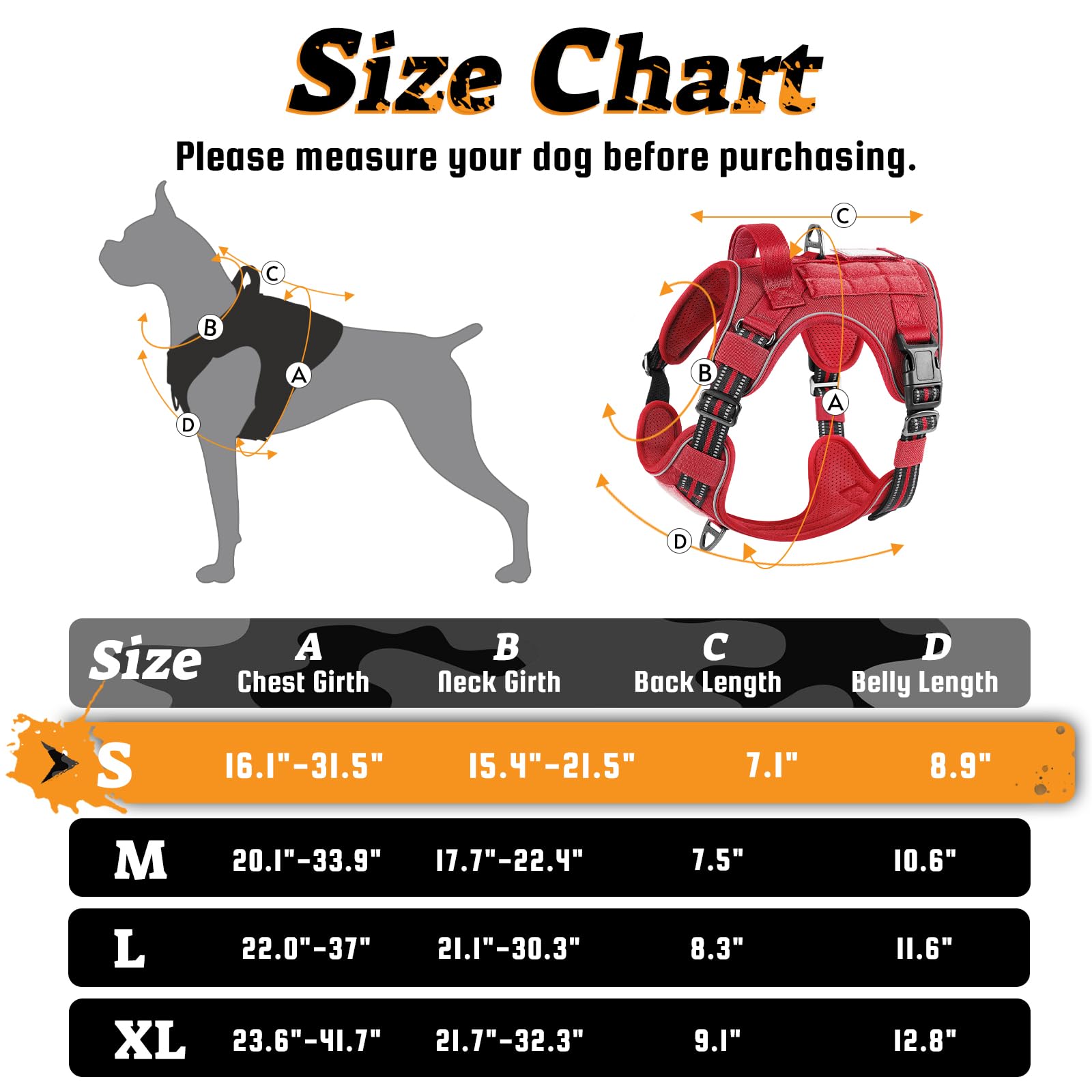 Rabbitgoo Dog Harness Small Sized No Pull, Tactical Service Pet Vest With Molle And Control Handle, Adjustable And Reflective Mi