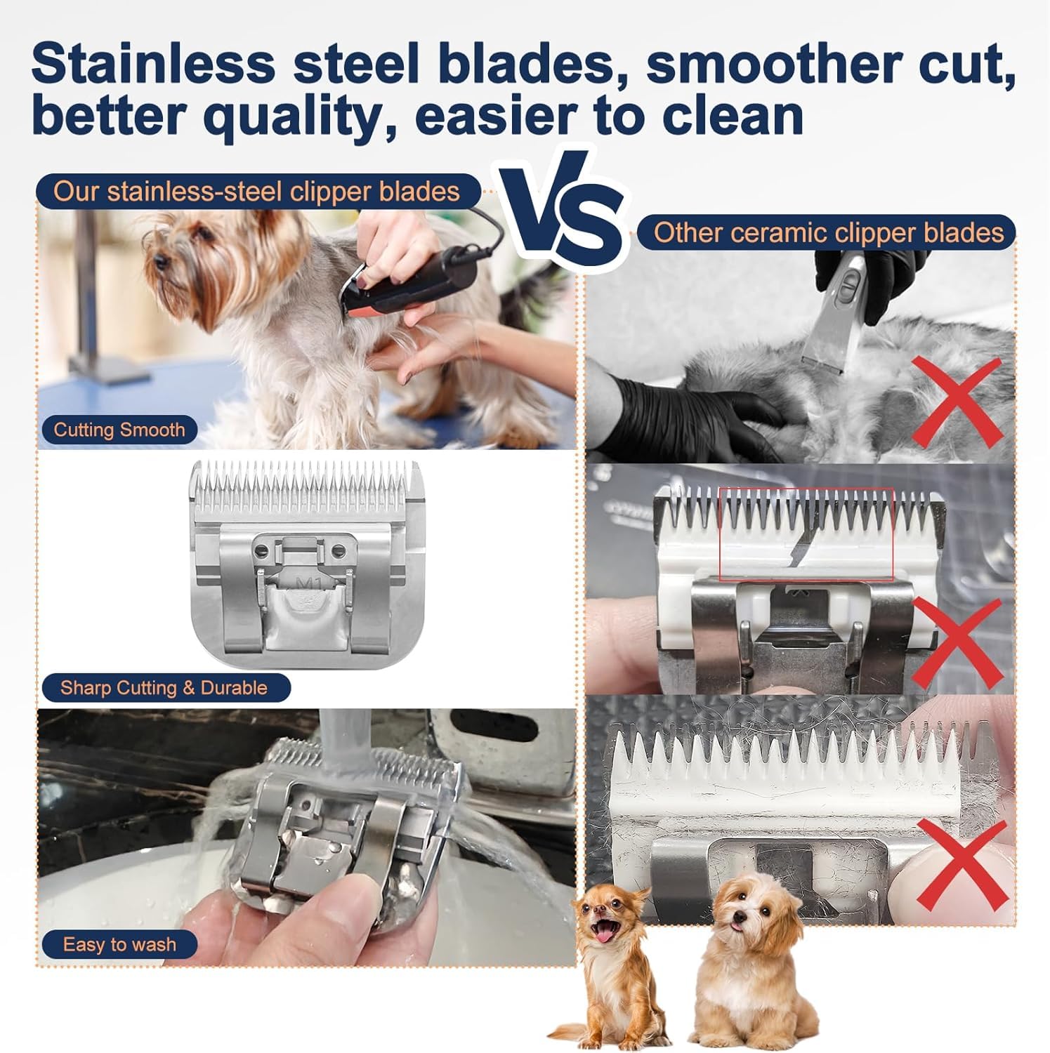 Tutuosto Clipper Blades Pet Grooming Clipper Replacement Blades Detachable Blade Compatible With Andis/Wahl/Oster Dog Clippers (