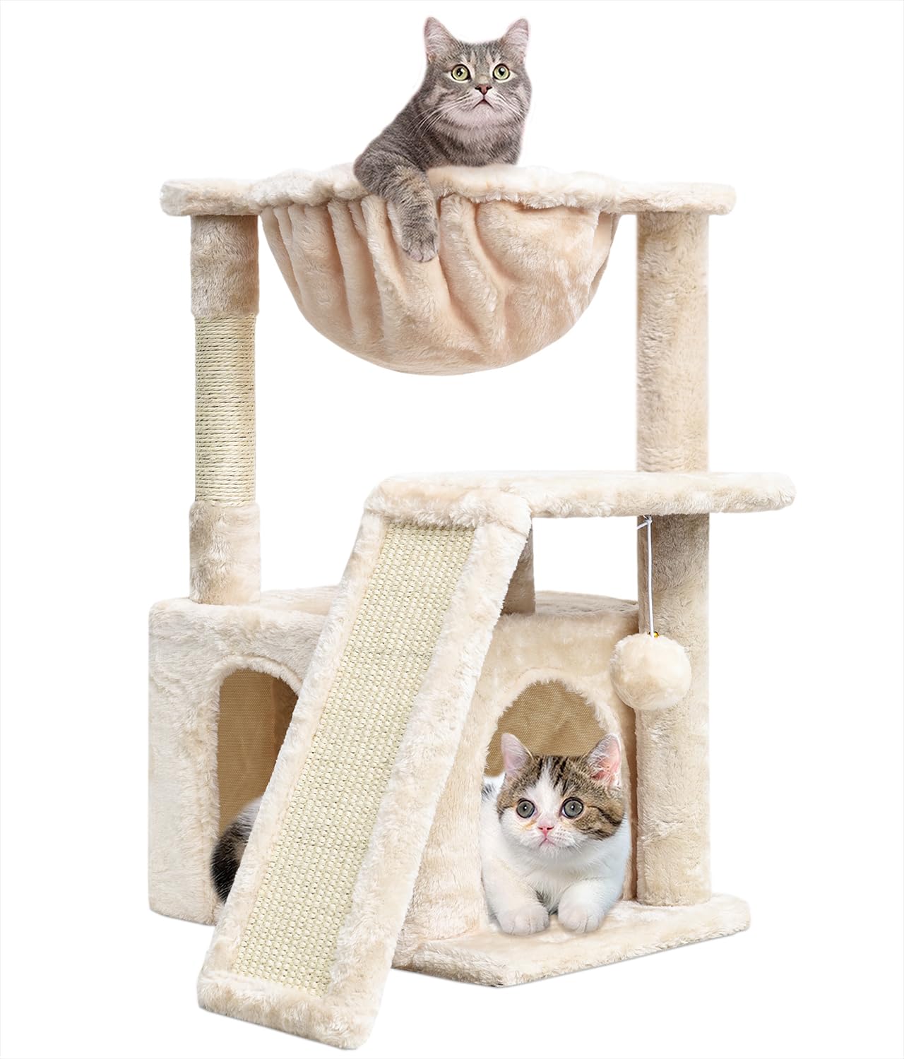 Syandlvy Cat Tree For Indoor Cats Large Adults, Modern Activity Tower With Scratching Posts & Board, Condo With Plush Perch, Cli