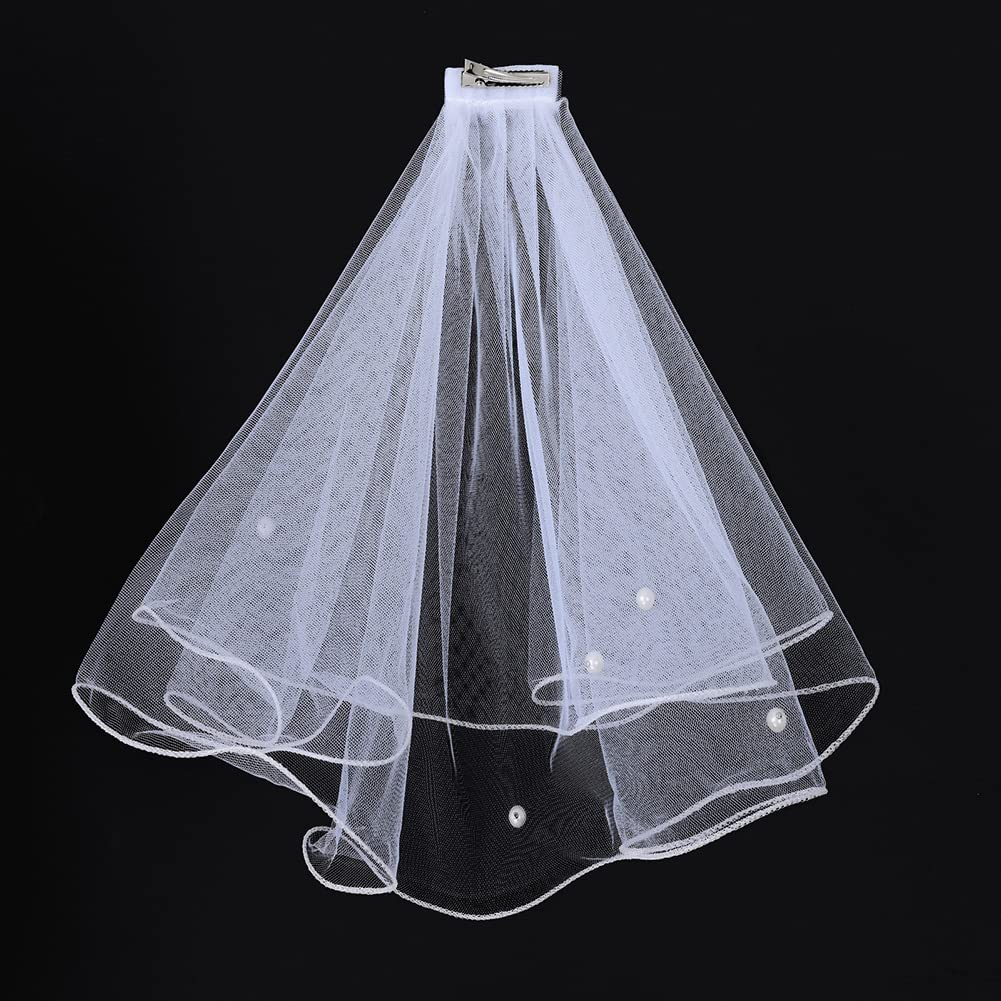 Ptsygantl Pet Wedding Veil, Dog Hair Accessories With Clip Handmade Bow Veil, Pet Cat Wedding Attire Veil Dress