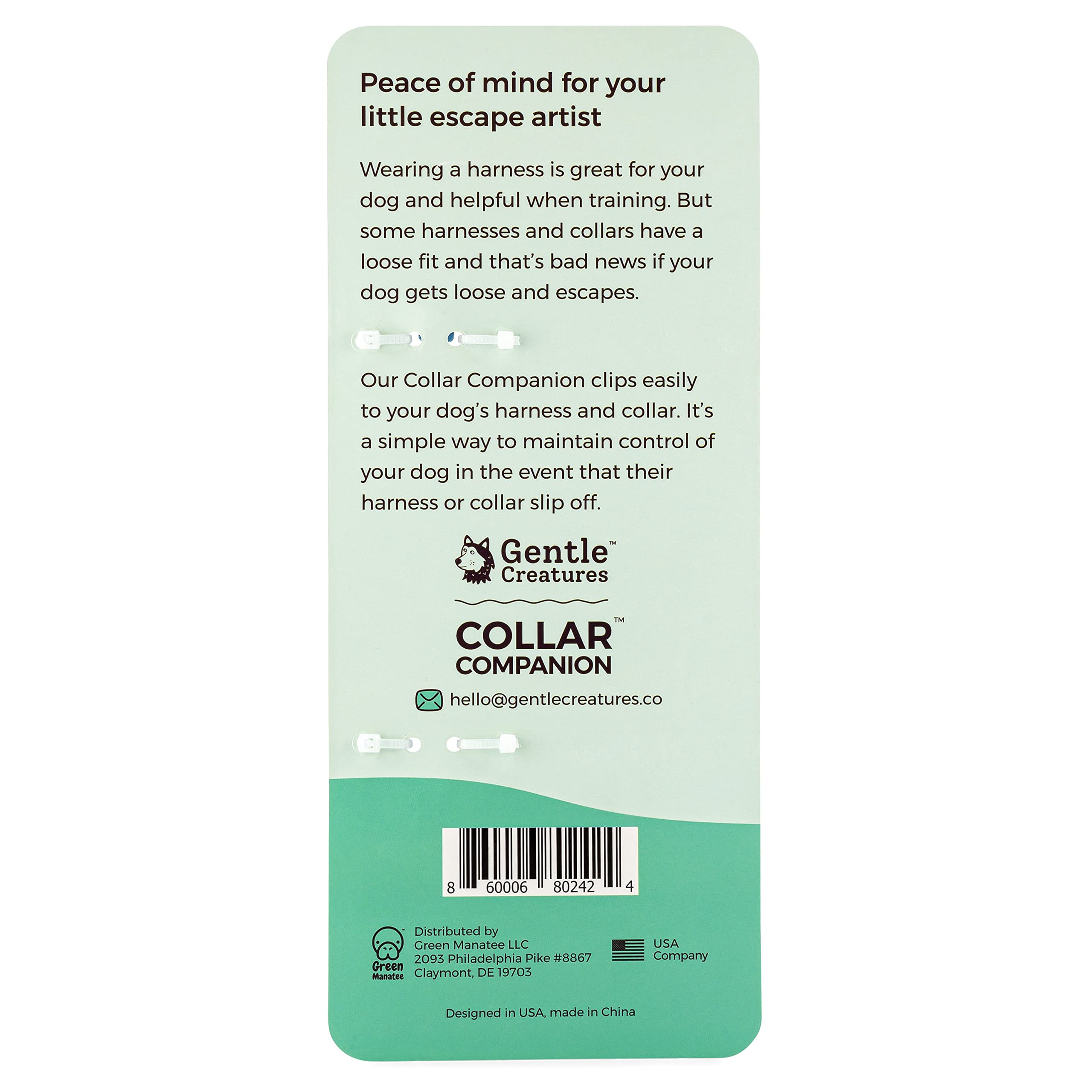 Gentle Creatures Collar Companion - Reinforced, Waterproof Poly Backup Clip For Dog Harness And Collar Safety Clip