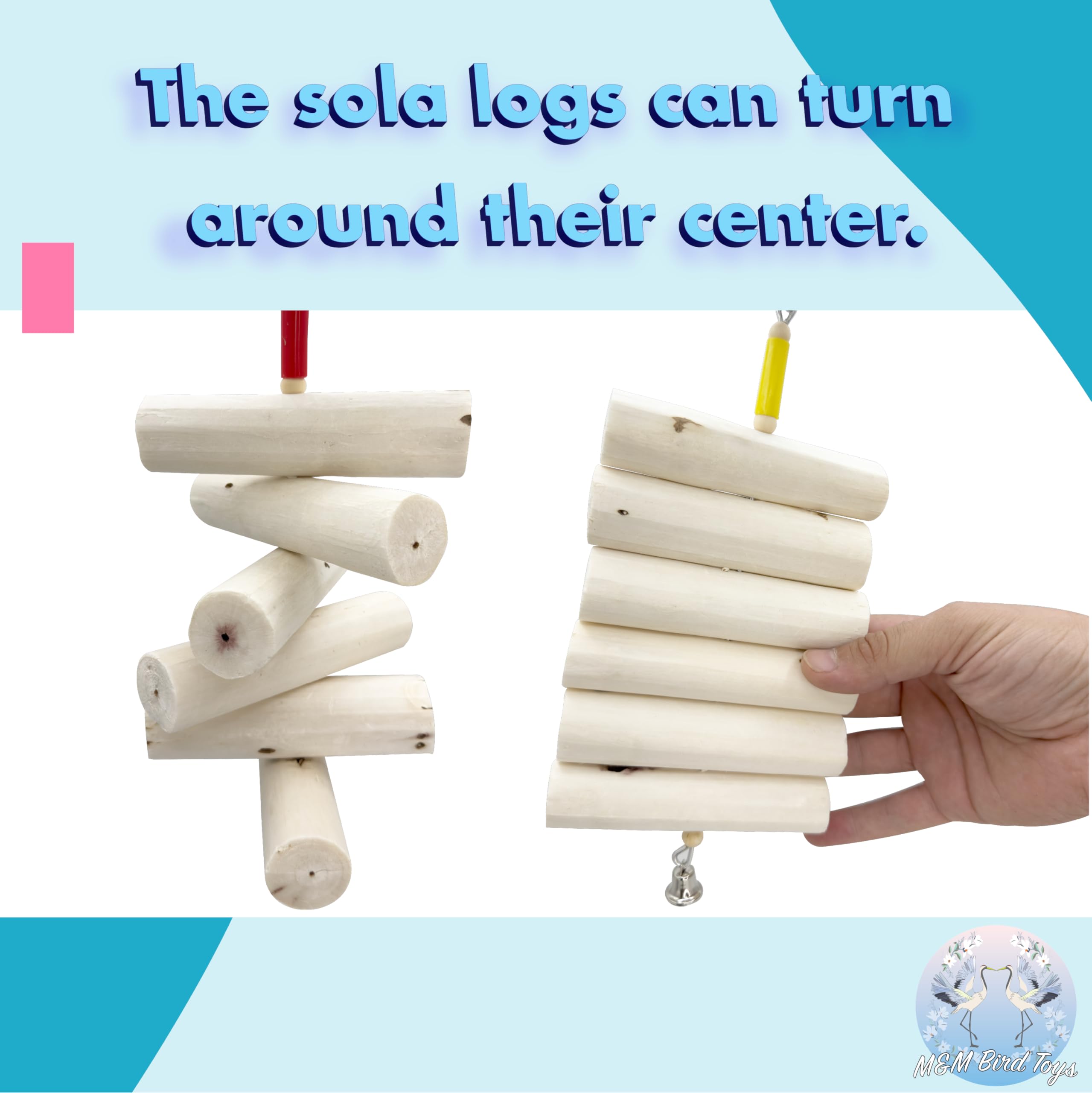 1069 Natural Sola Chewer - Handcrafted Foraging Bird Cage Toy, Natural Skinless Sola Logs, Easy For Pets To Shred, Shape Changin