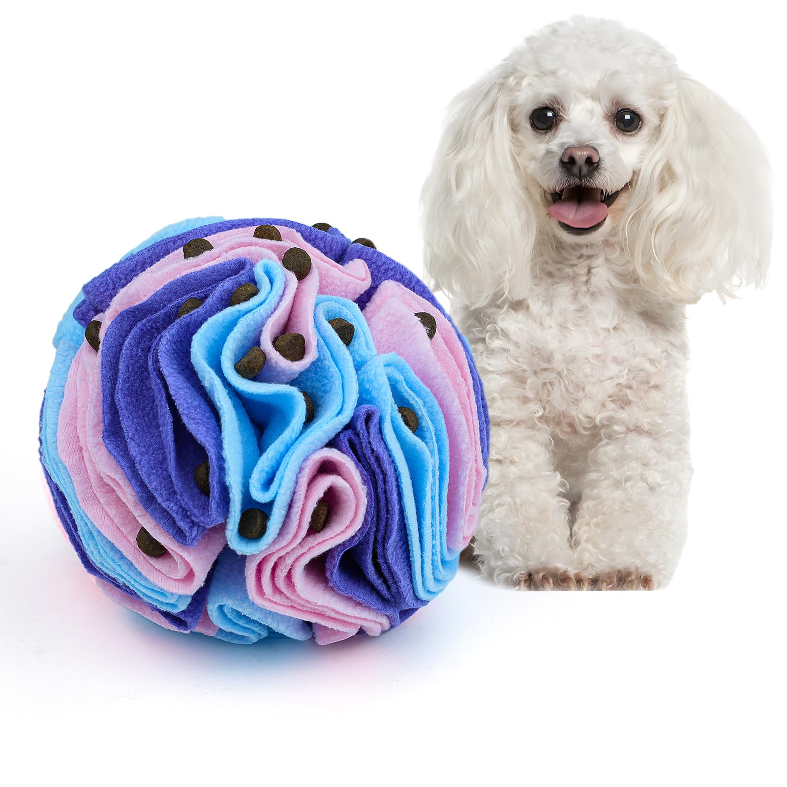 Larimuer Pet Snuffle Ball, Puzzle Sniffing Interactive Dog Enrichment Toys For Blind Dogs Training & Stress Relief (15Cm, Macaro