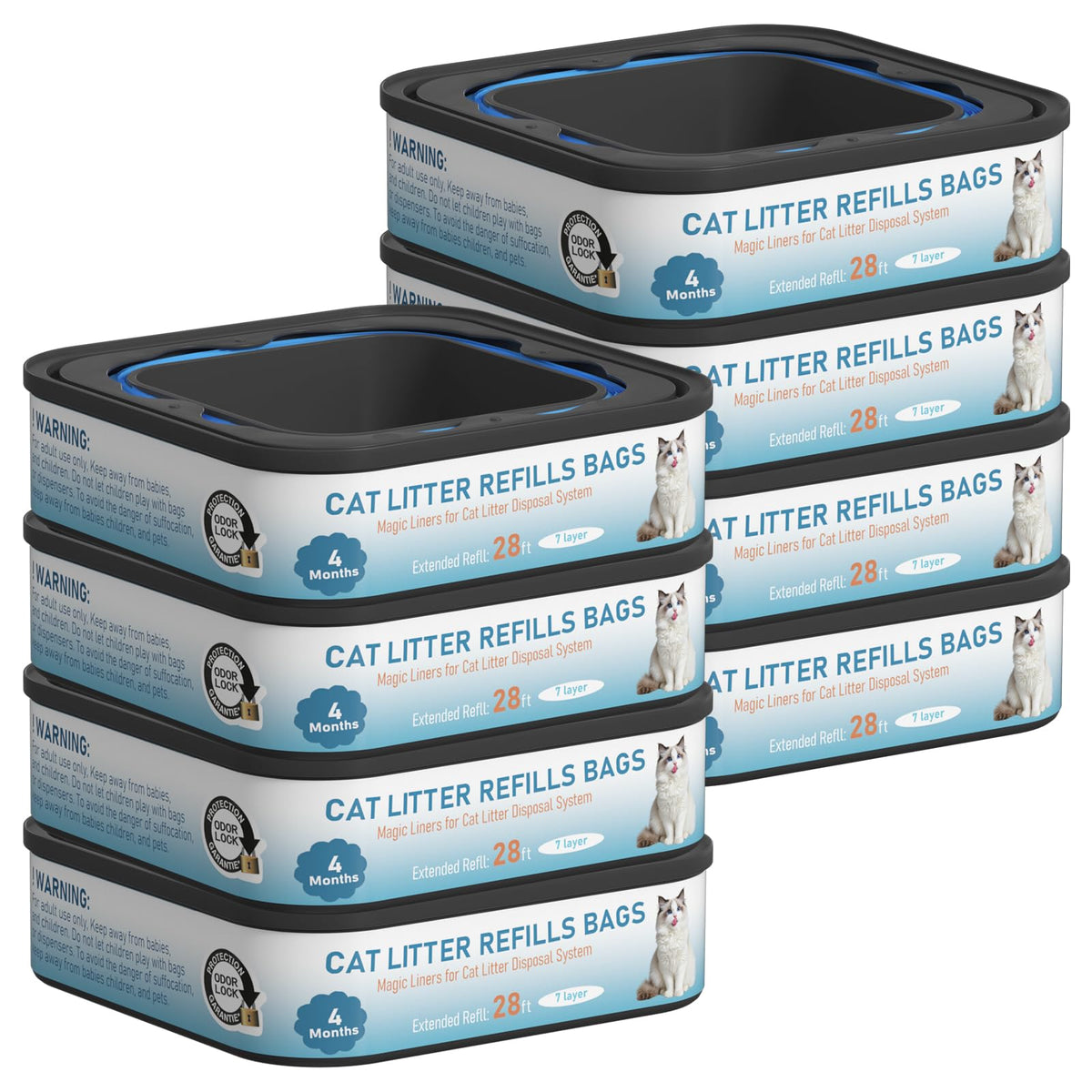 Jumbo 28Ft Cat Litter Refills Bags Cartridge Compatible With Your Genie Litter Standard, Plus, Xl Plus And Xl Cat Litter Pail, 8