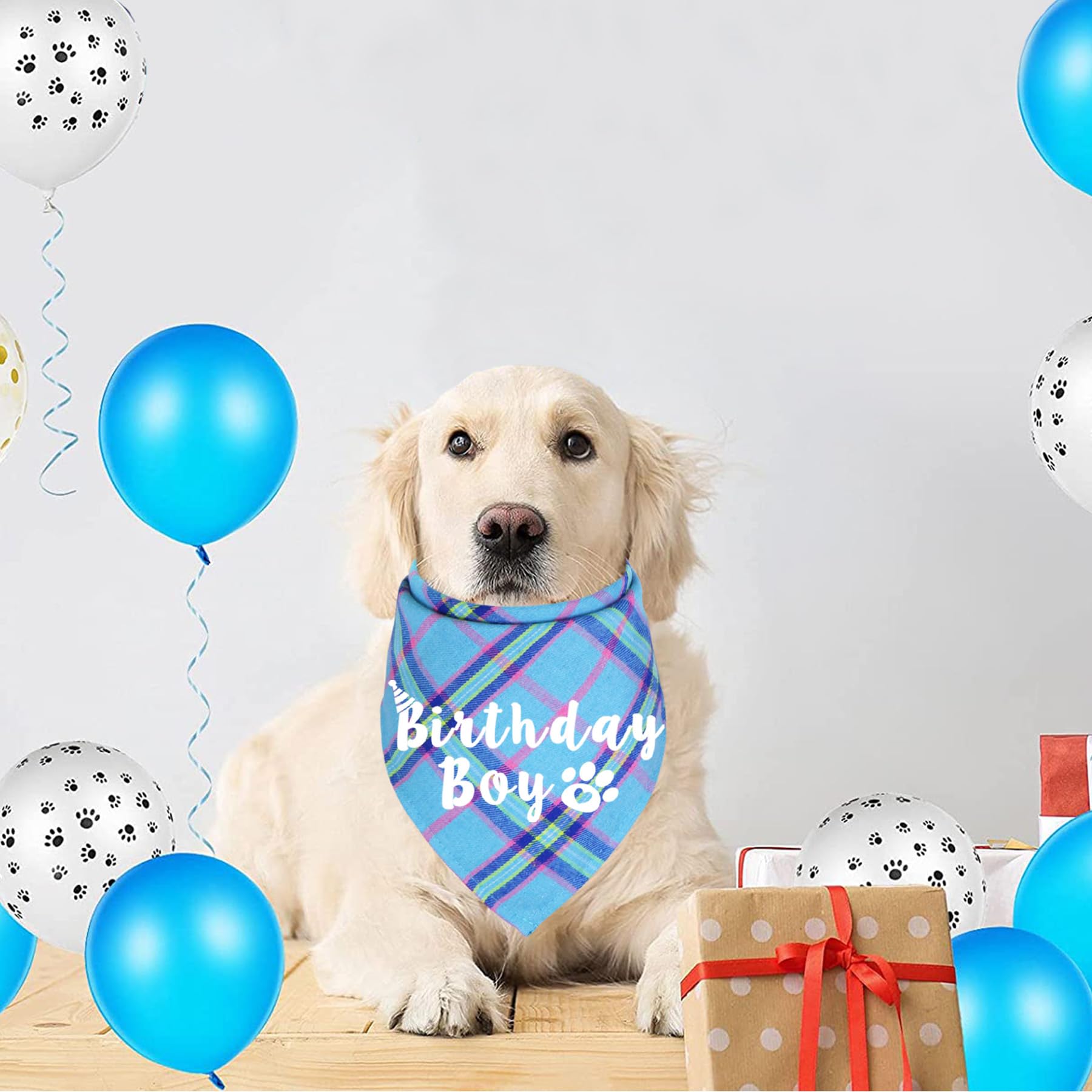 Jotfa Dog Birthday Bandana, Multi Sizes Birthday Bandana For Dogs Dog Birthday Boy Bandana For Large Extra Large Dogs Pets (Ligh
