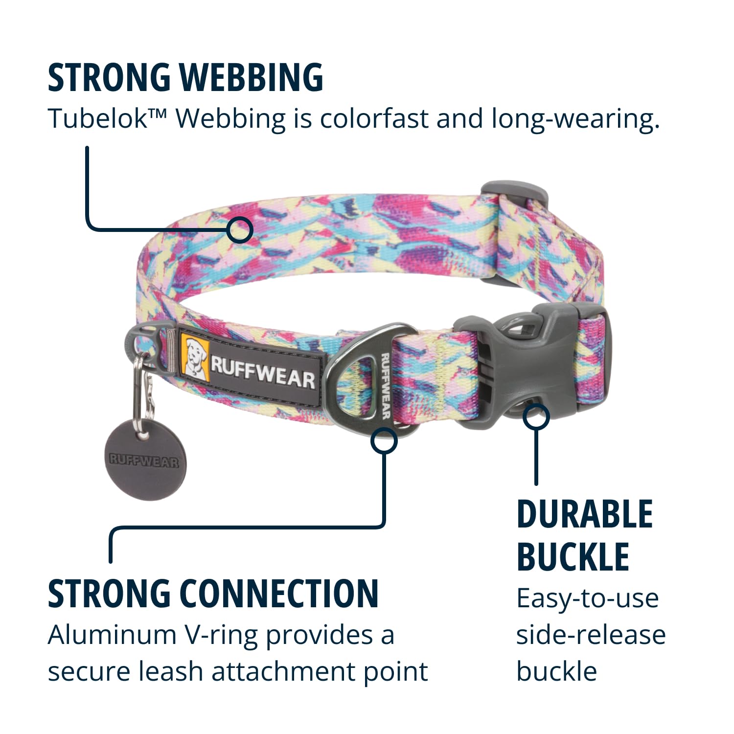 Ruffwear, Front Range Dog Collar, Durable And Comfortable Collar For Everyday Use, Reef Fish, 20''-26''