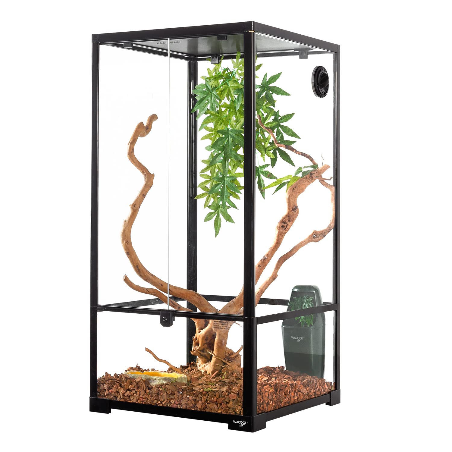 Wacool 50 Gallon Reptile Tank, Front Opening Chameleon Cage 18'' X 18''X 36'', 3-In-1 Side Design (Glass Or Mesh+Glass), Bio Dee