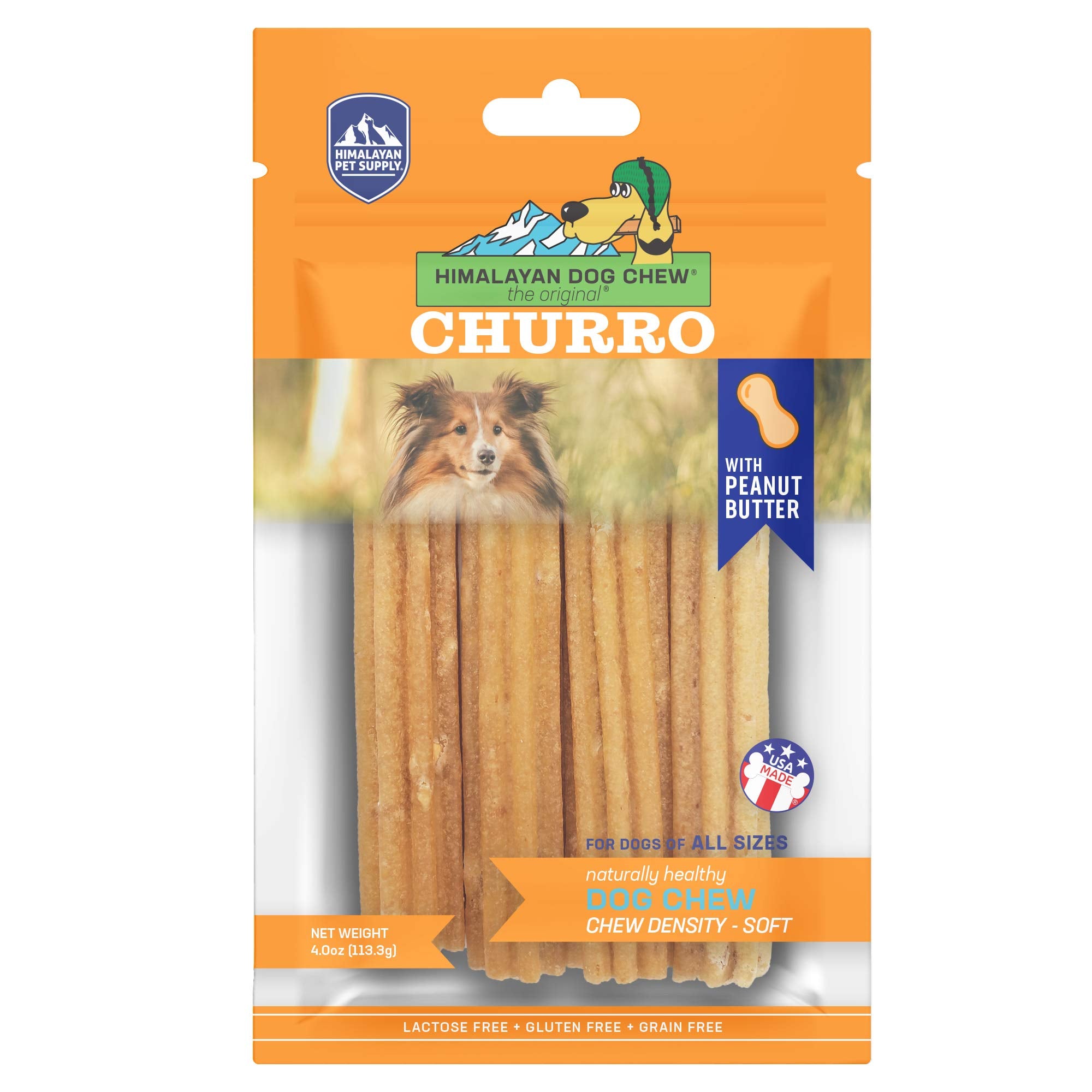 Himalayan Dog Chew Churro Yak Cheese Dog Chews, 100% Natural, Long Lasting, Gluten Free, Healthy & Safe Dog Treats, Lactose & Gr