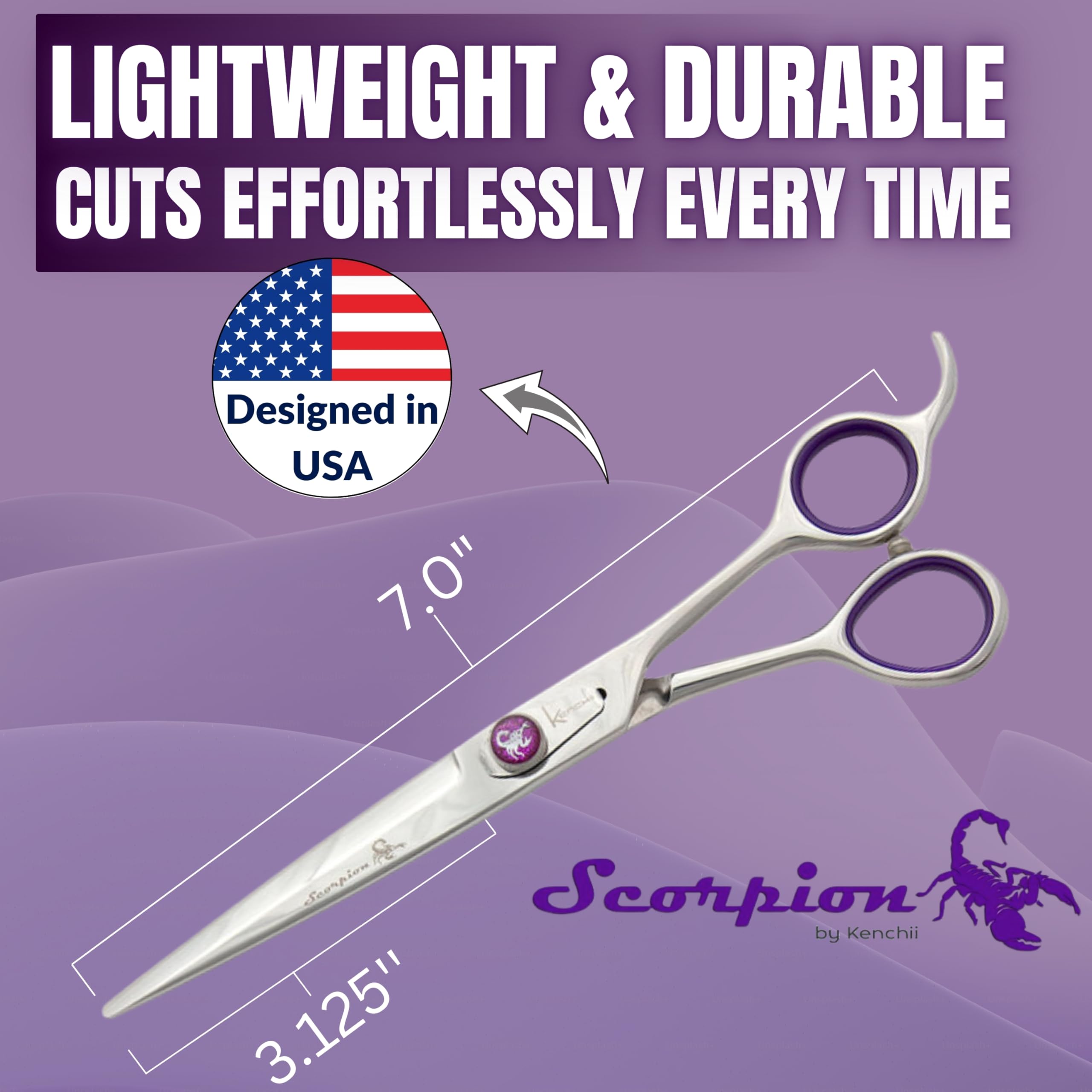 Kenchii Scorpion Dog Grooming Scissors, 7 Inch Straight Shears, Dog Scissors For Grooming, Professional Pet Grooming Scissors, Heavy Duty, Durable And Sharp