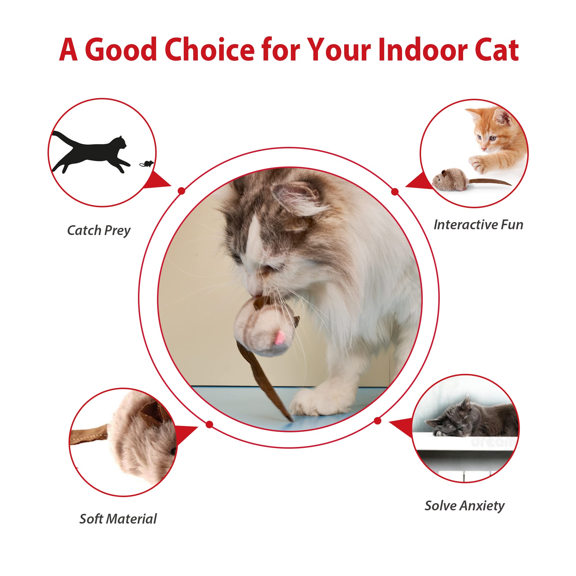 Gigwi Chirp Cat Toy Set, Interactive Chasing Toy For Indoor Cat, Motion Activated Kitten Play Toy, Squeaky Cat Animal Feather Toy