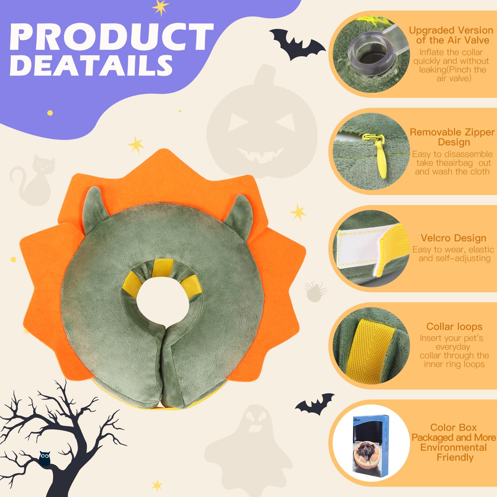 IEUUMLER Inflatable Recovery Dog Collar, Protective Donut Cone, Adjustable Soft Collar for Dog and Cat After Surgery Prevent fro