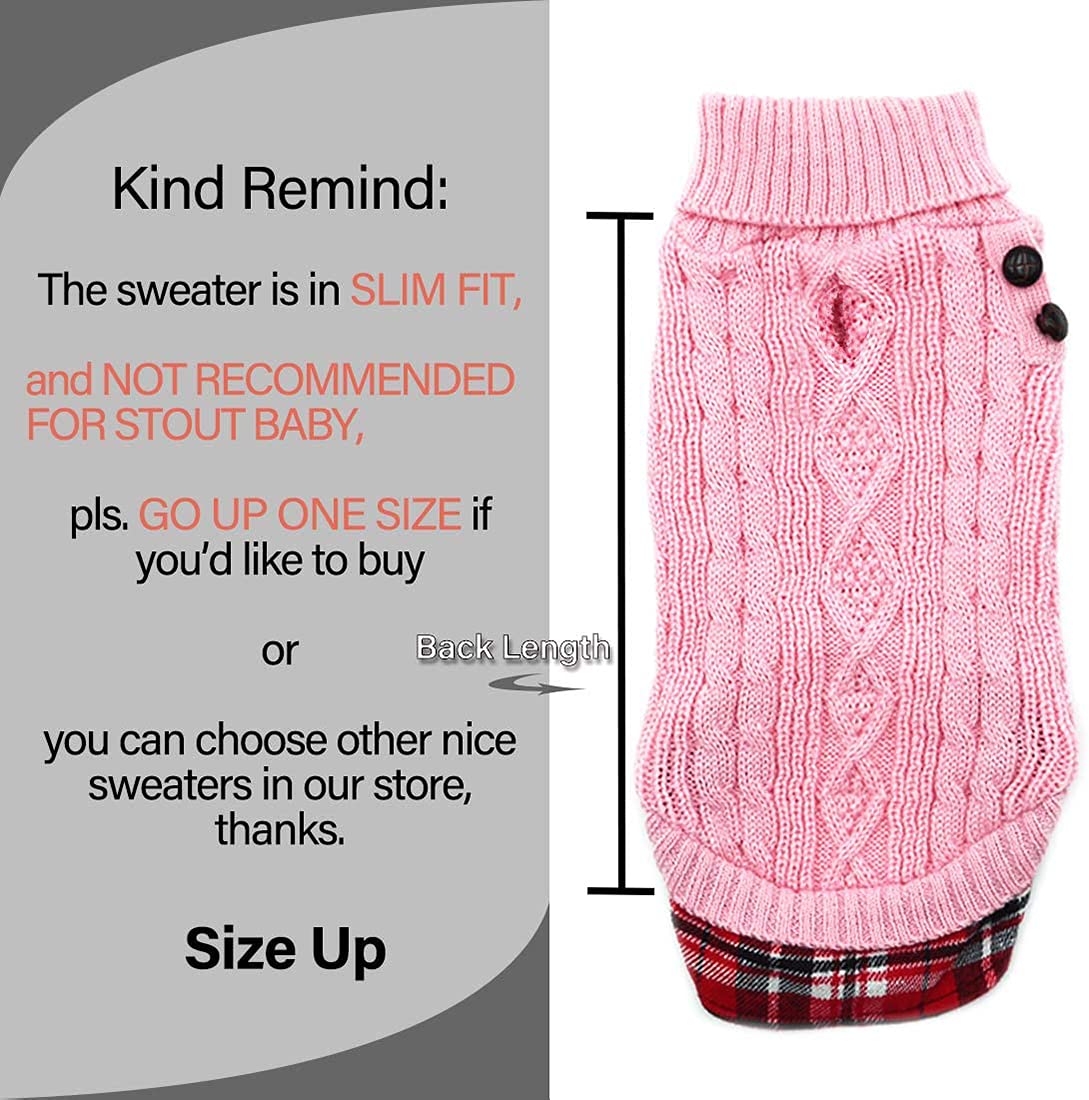 Kyeese Dog Sweaters With Leash Hole Dog Turtleneck Sweater Knitwear With Gingham Warm Pet Coat For Fall Winter