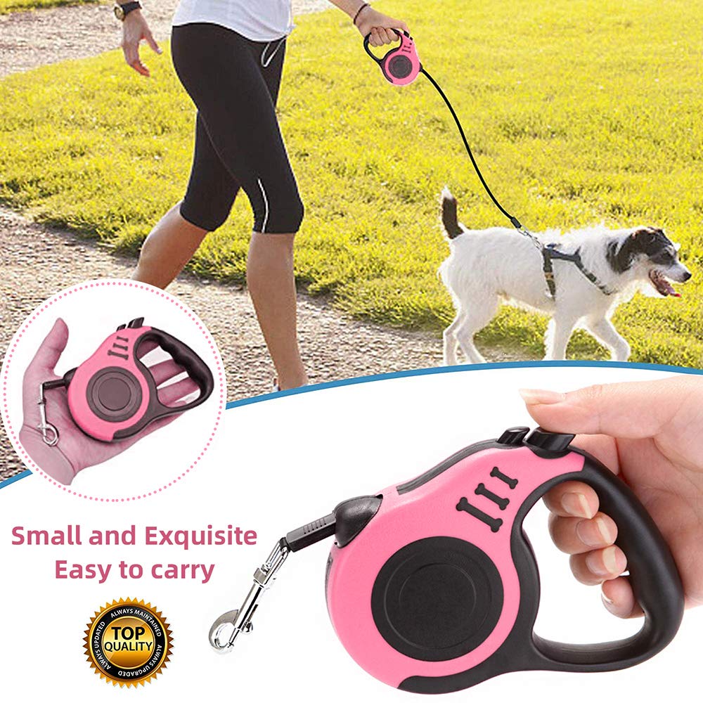 Retractable Dog Leash For Medium - Small Dogs And Cats - 16.5Ft Tangle Free, Heavy Duty Walking Leash With Anti Slip Handle, Pau
