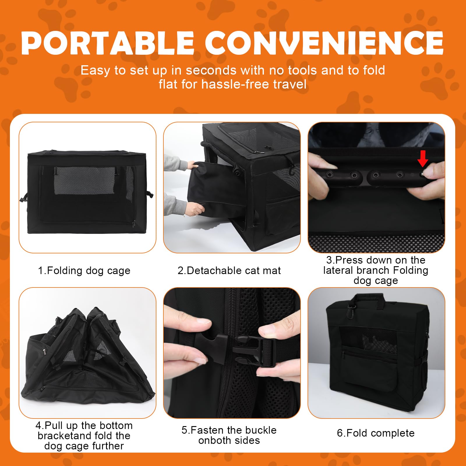 Wdmiya Dog Crates For Medium & Large Dogs, 36 Inch Portable Travel Dog Crate With Chew Proof Mesh, Soft Collapsible Dog Crate Wi