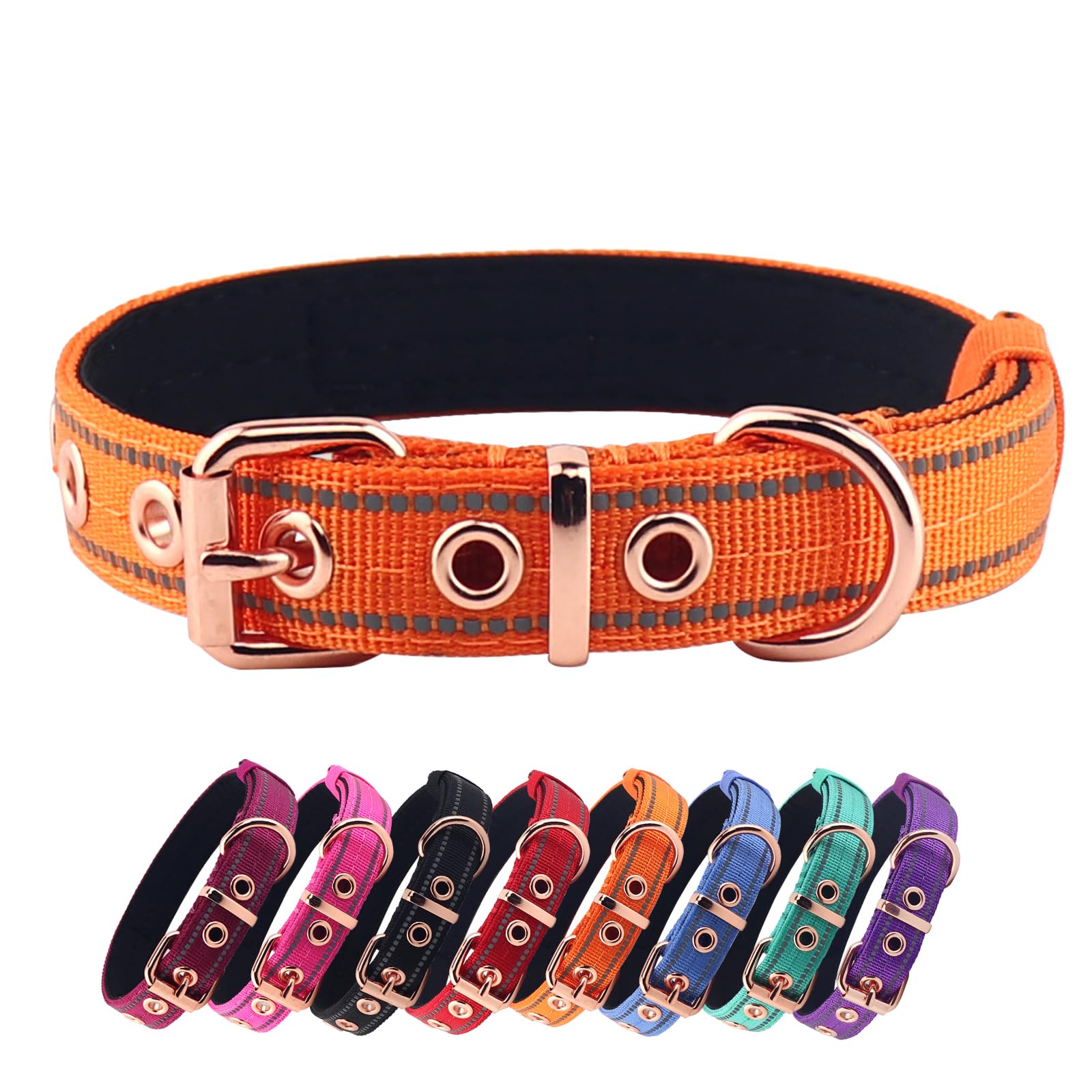 Yunleparks Neoprene Padded Dog Collar,Nylon Dog Collar for Small Medium Large Dogs,Heavy Duty Dog Collar with Metal Buckle,Adjus