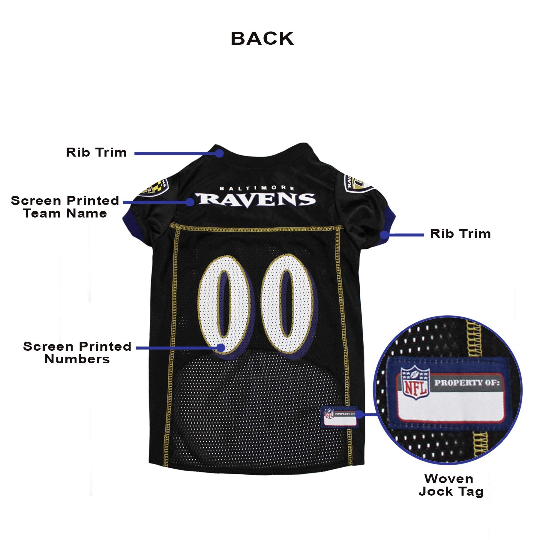 Nfl Baltimore Ravens Dog Jersey, Size: Xx-Large. Best Football Jersey Costume For Dogs & Cats. Licensed Jersey Shirt.