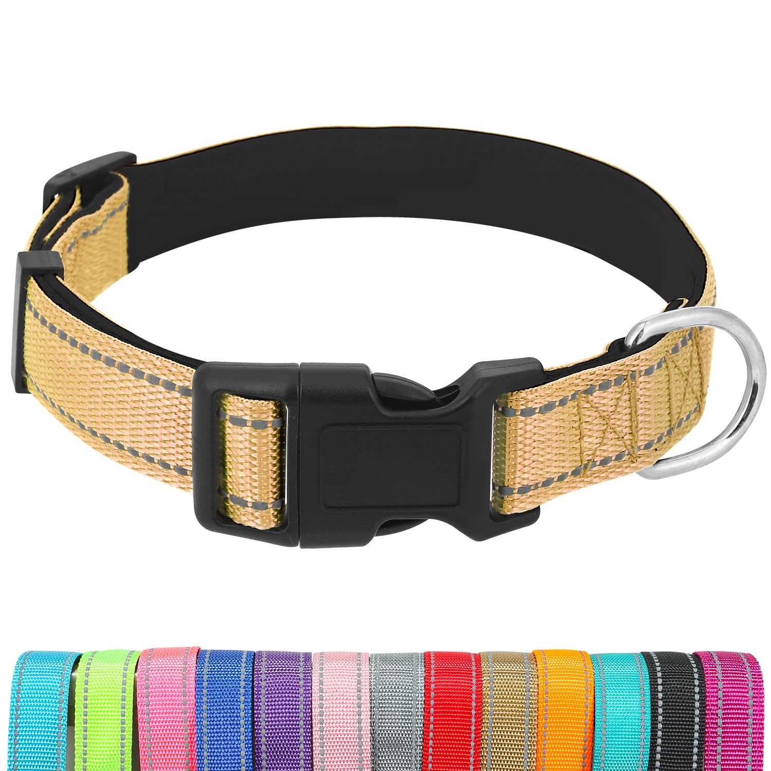 Dog Collars Adjustable for Puppy,Heavy Duty Waterproof Dog Collar with Quick Release Buckle,Girl Boy Female Male Reflective Nylo