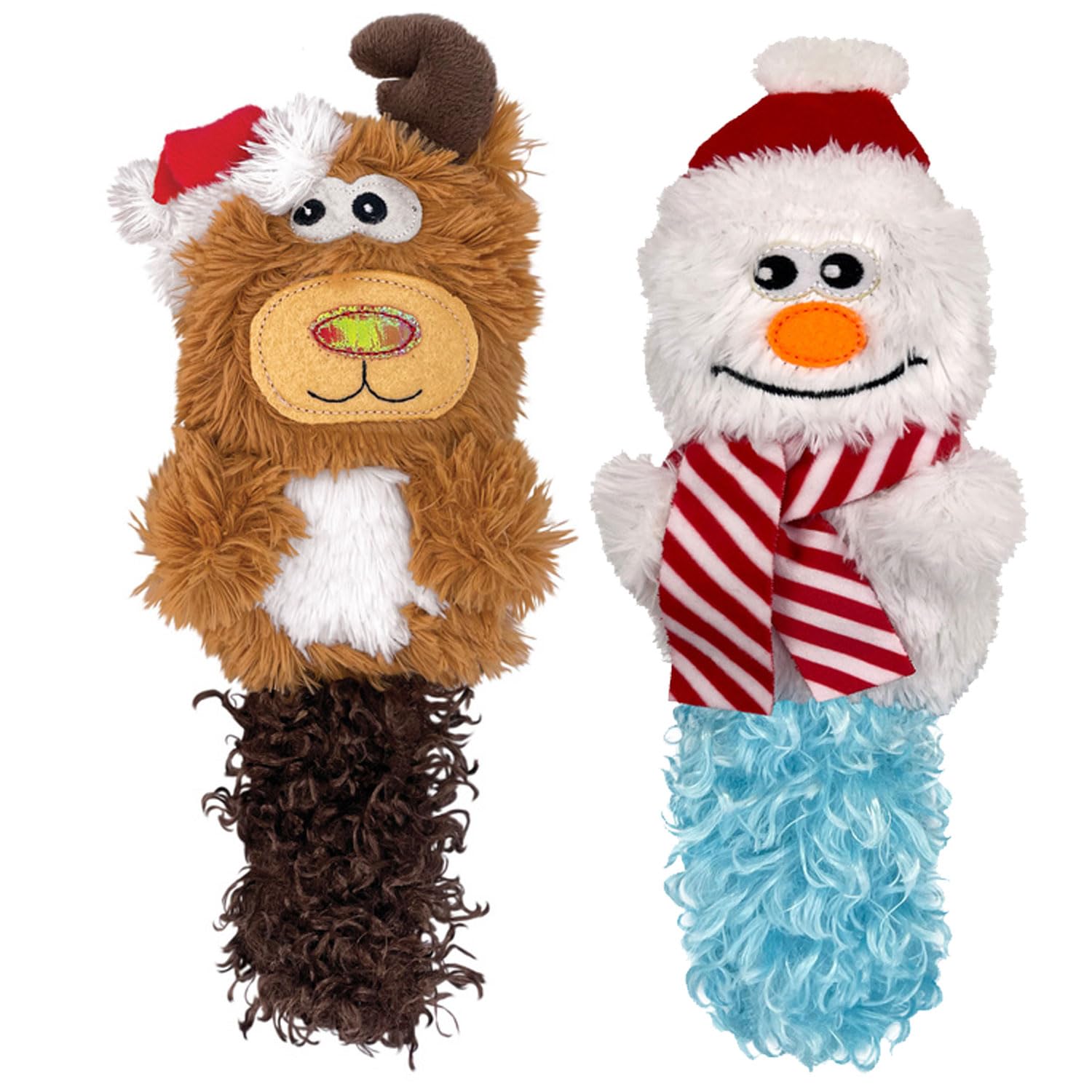 Kong Holiday Kickeroo Cat Toy - Reindeer Or Snowman, Catnip-Filled, Christmas Plush Toy (Snowman/Reindeer Combo 2 Pack)