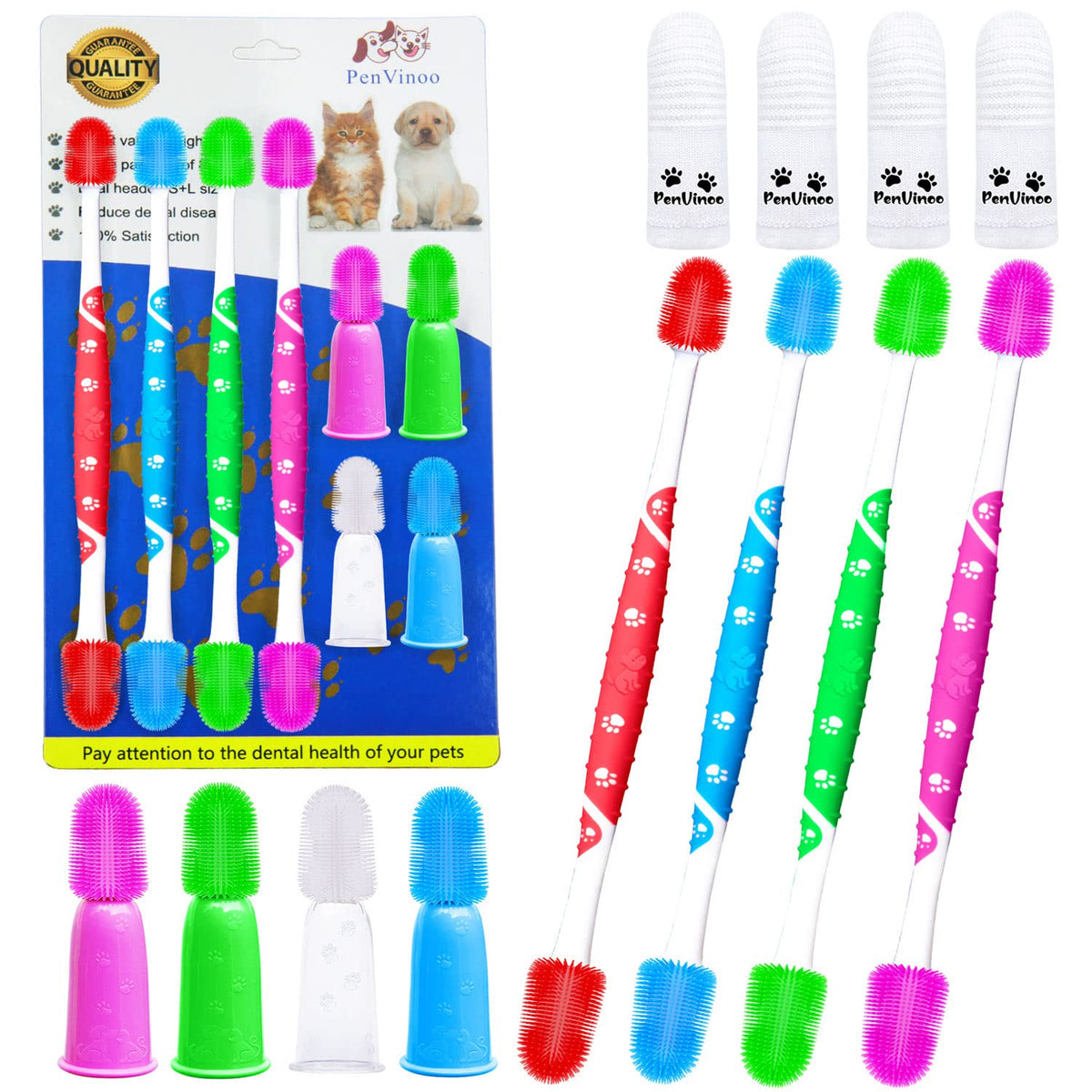 Penvinoo 360 ° Dog Toothbrush Pet Toothbrush 360 ° Finger Toothbrush Medium And Large Dogs