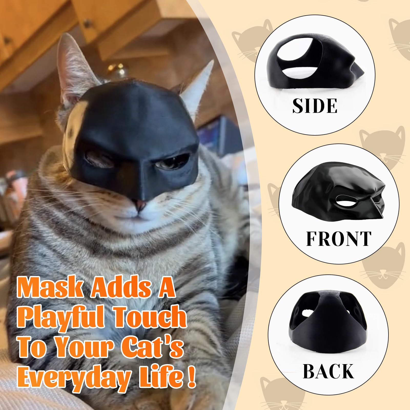 Batcat Mask,Halloween Black Catbat Mask For Cats,Funny Halloween Costumes Accessories,Bat Cat Cosplay For Halloween Or Everyday