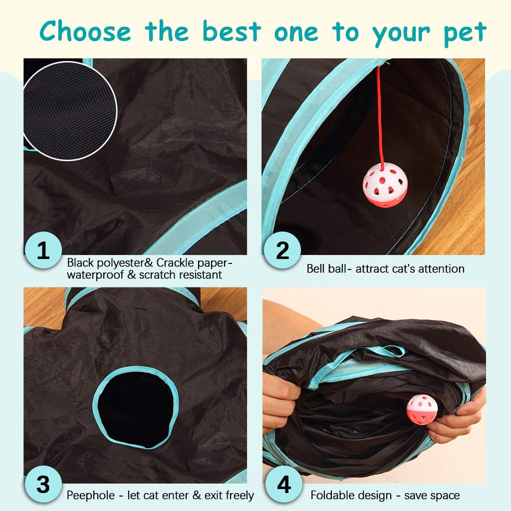 Cat Tunnel Toy 5 Way, Collapsible Cat Playhouse Pet Play Tunnel Tube With Storage Bag For Cats, Puppy, Rabbits, Ferret, Guinea Pig, Indoor And Outdoor Use