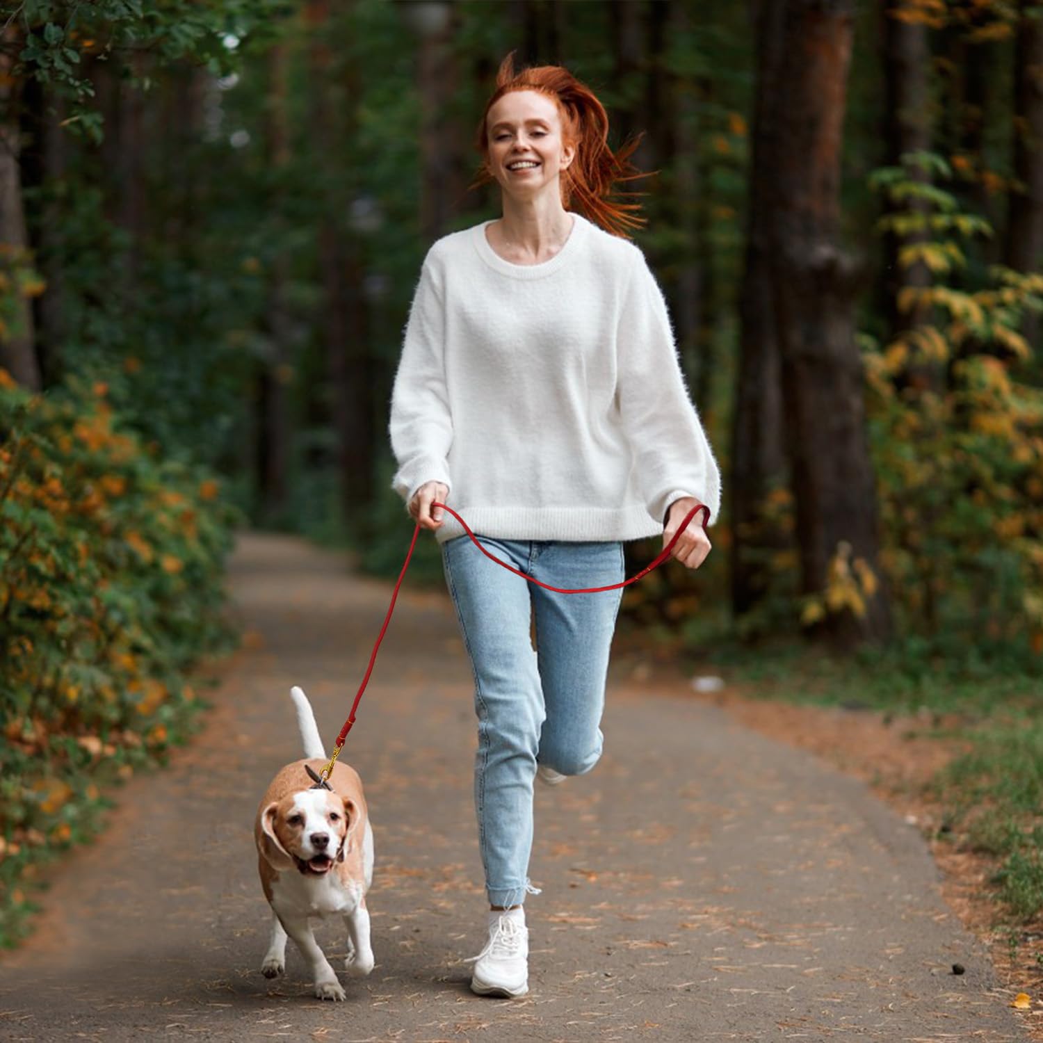 Lwbmg Leather Dog Leash 6Ft For Small & Medium Dogs - Soft Genuine Training Lead (3/8'' X 6', Red)