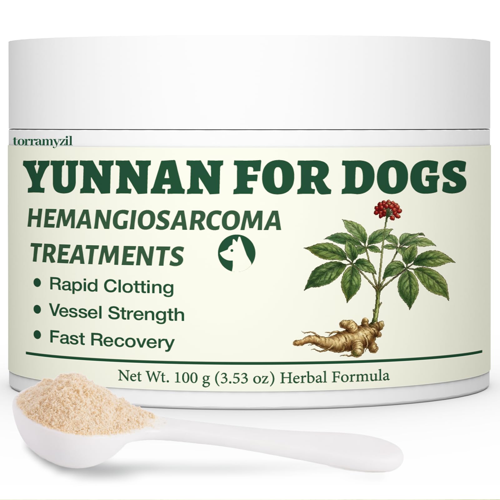 Yun nan Powder for Dogs - Natural Herbal Quick Stop Bleeding for Hemangiosarcoma, Hemoabdomen, Pericardial Effusion, Cancer Blee