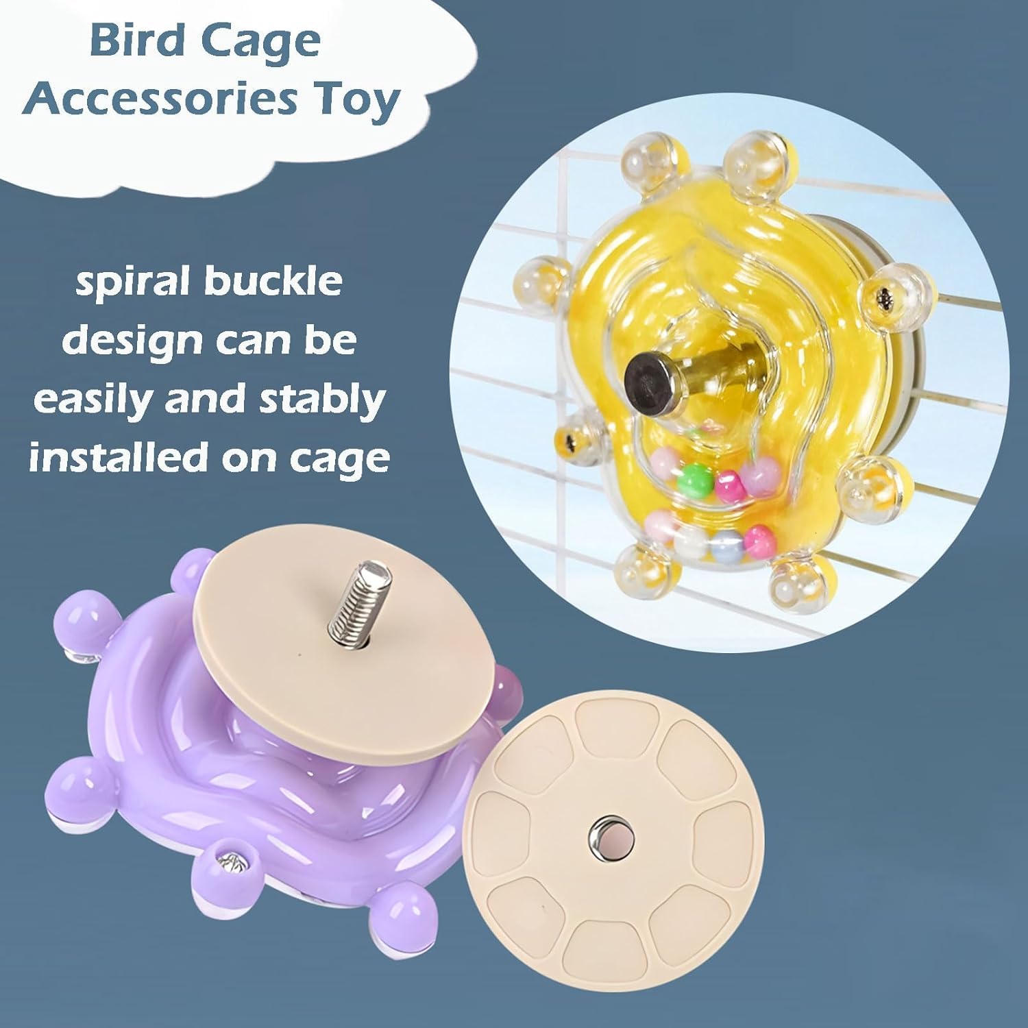 Bird Toys For Parakeets, Colorful Parakeet Toys Wheel, Interactive Spinner Rattle Parrot Toy, Cockatiel Toy For Bird Cage, Chewi