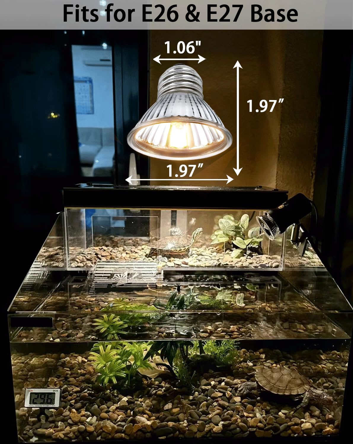 RAGFOZ Turtle Reptile Heat Lamp Bulb 50W, UVA UVB Reptile Light Bulb for Turtle Tank, Fit for E26 Base, Fits Reptiles and Amphib