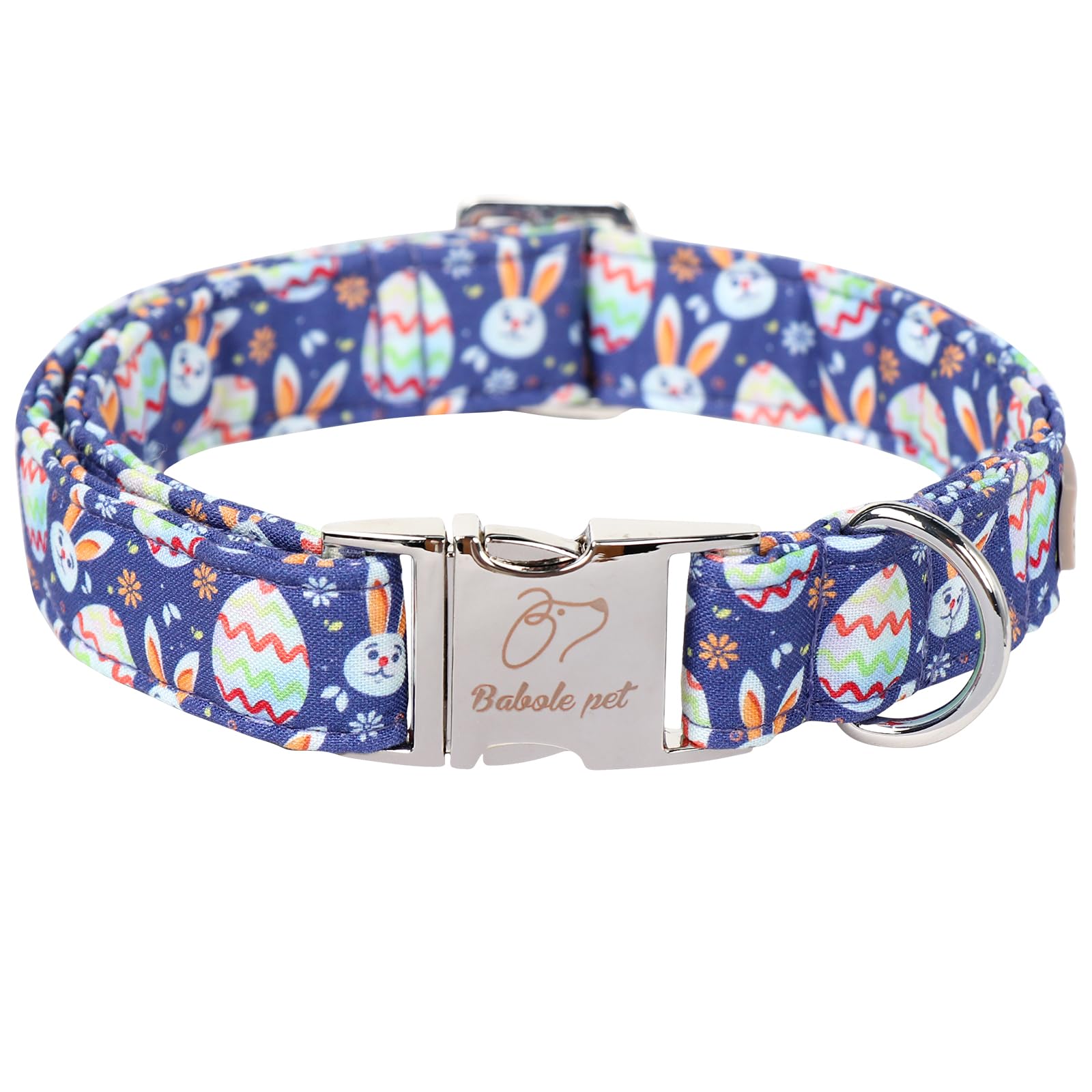 Babole Pet Easter Dog Collar, Cute Easter Bunny Eggs Pet Collar With Metal Buckel, Durable Adjustable Holiday Dog Collars For Sm