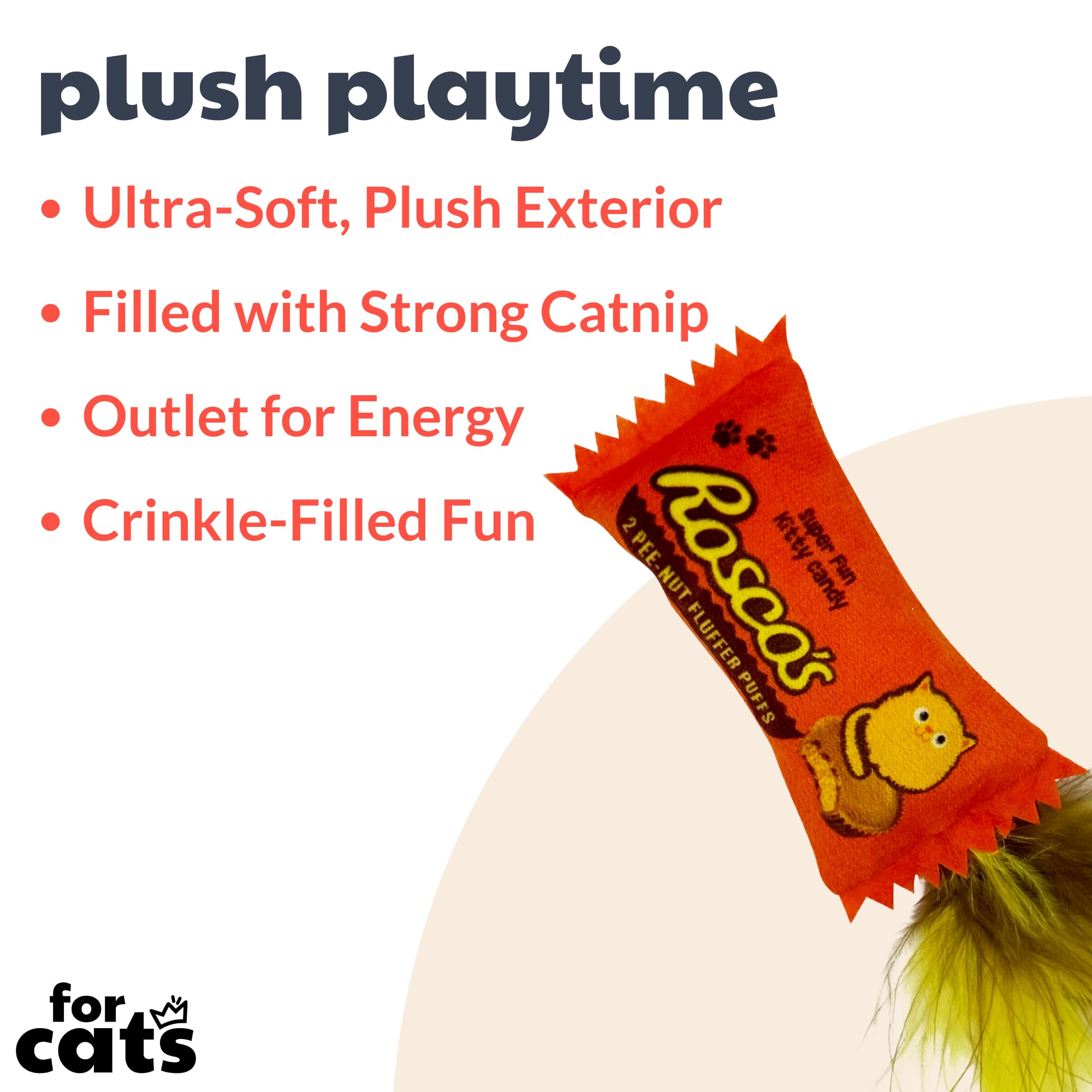 Huxley & Kent Plush Cat Toy - Roscos Fluffer Puffs - Strong Catnip Filled - Soft Plush Kitty Toy With Catnip And Crinkle - Kitty