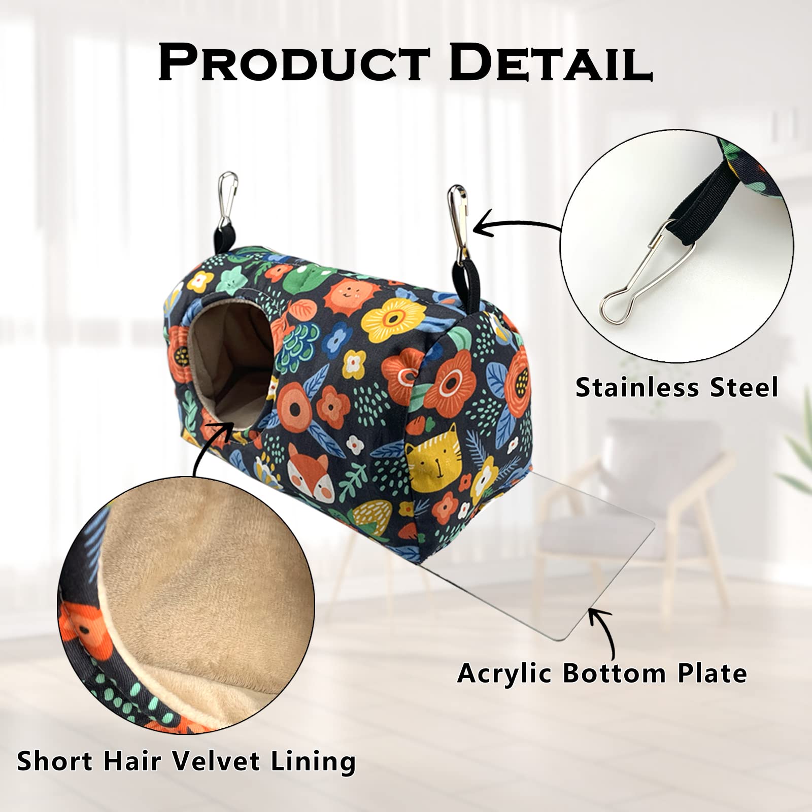 Shurung Bird Warm Bed Parrot Sleeping Nest Bed House Bird Snuggle Hanging Hut Bird Parrot Hammock Bird Sleeping Hideaway Cave Fo