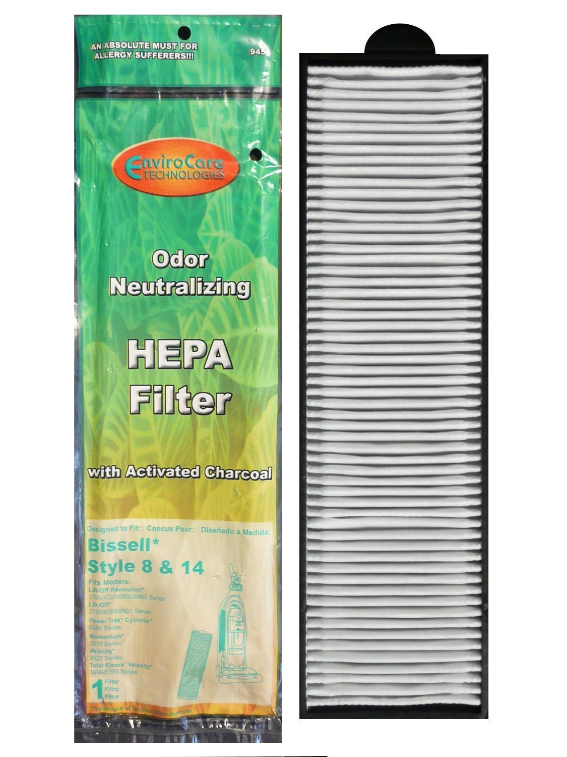 Envirocare Premium Replacement Vacuum Cleaner Post Motor Hepa Filter Designed To Fit Bissell Style 8 & 14 Uprights 2 Filters