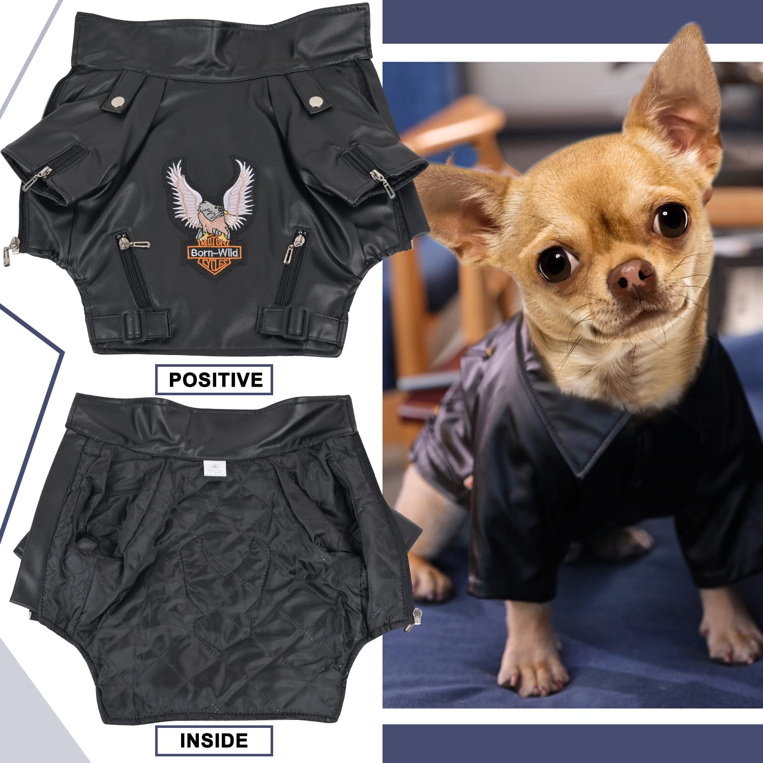 Warm Dog Jacket Winter Dog Coat Jacket For Small And Medium Sized Dogs Windproof And Waterproof Puppy Jacket Cool Pet Dog Clothes Dog Leather Jacket Chihuahua Clothes Yorkie Clothes Black Large