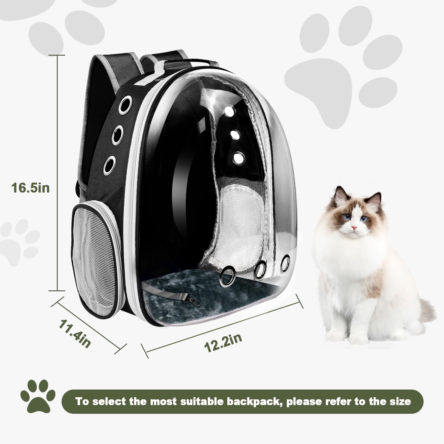 Cat Backpack Carrier, Pet Cat Carrier with Ventilated Design for Carrying Puppy Cats, Pet Carrier Backpack for Traveling/Hiking/