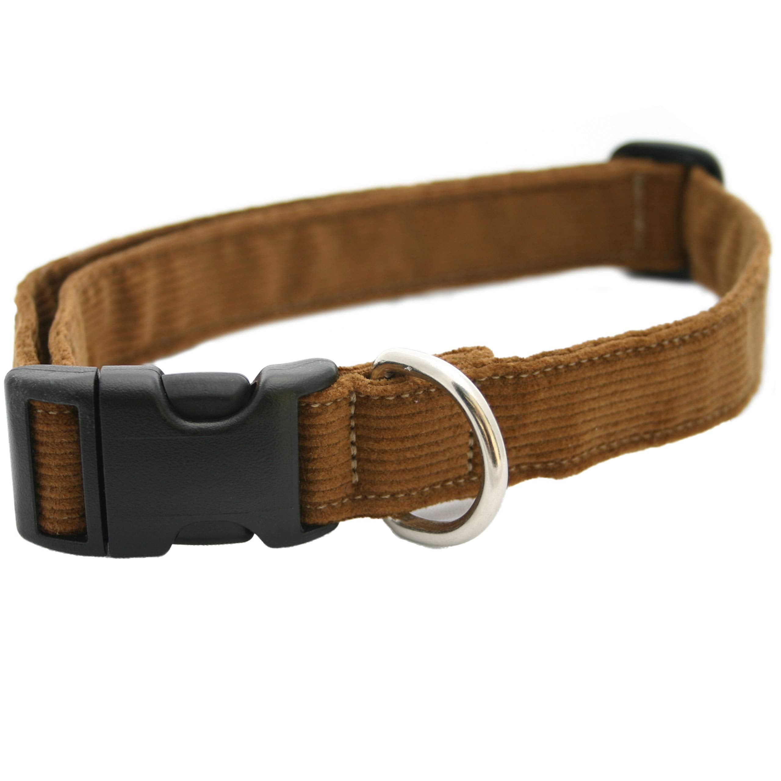 Hemp Corduroy Dog Collar - No Pattern (1' Large, Bronze)