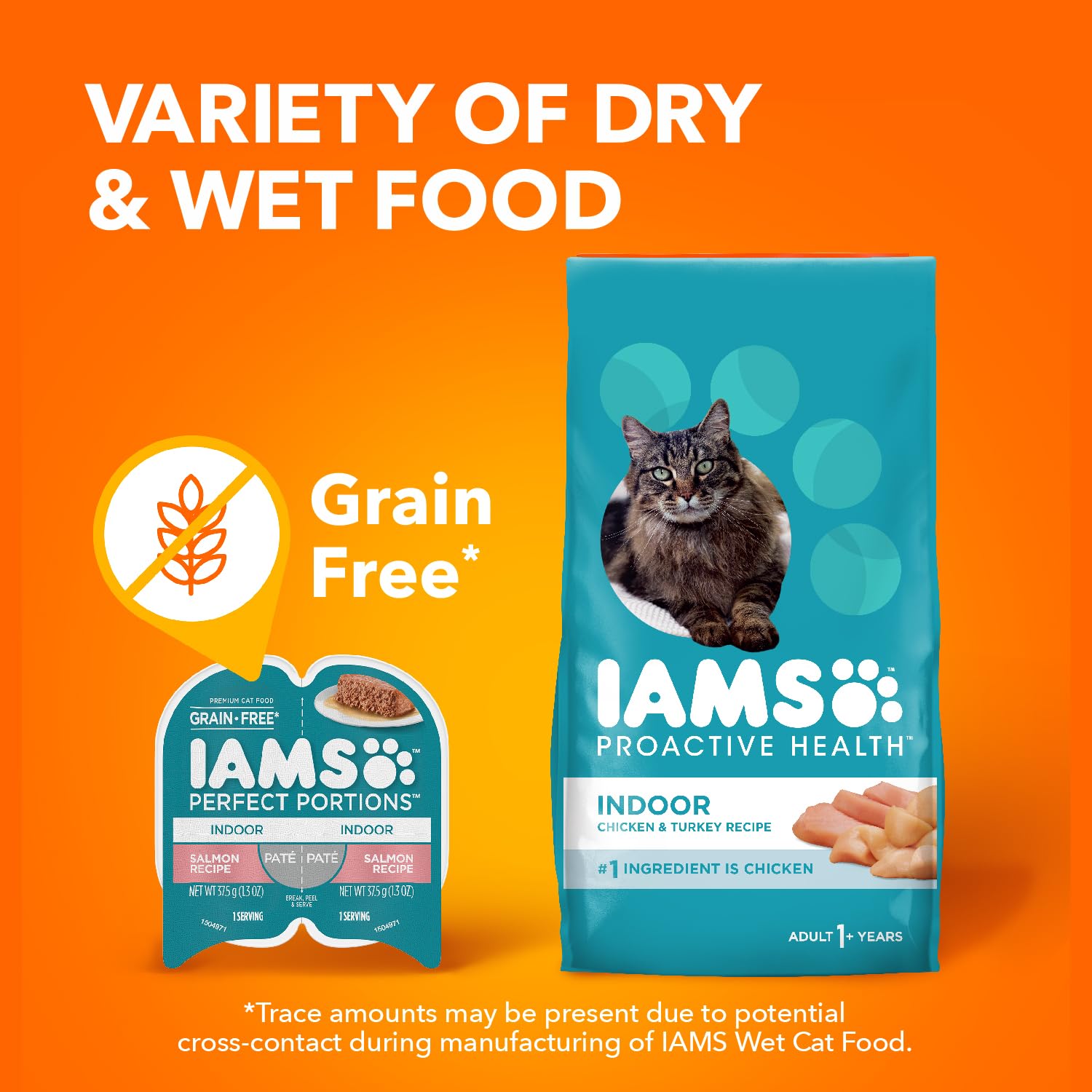 IAMS Perfect Portions Indoor Adult Grain Free Wet Cat Food Pat  , Salmon Recipe, 2.6 oz. Easy Peel Twin-Pack Trays (24 Count, 48