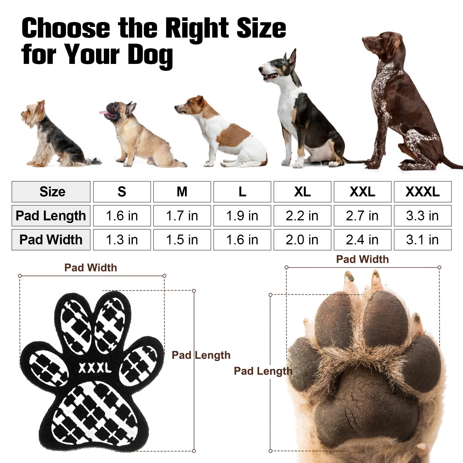 BEAUTYZOO Dog Paw Protectors Grip Pads Anti-Slip Traction for Small Medium Large Dogs on Hardwood Floors Hot Pavement, Dog Grip