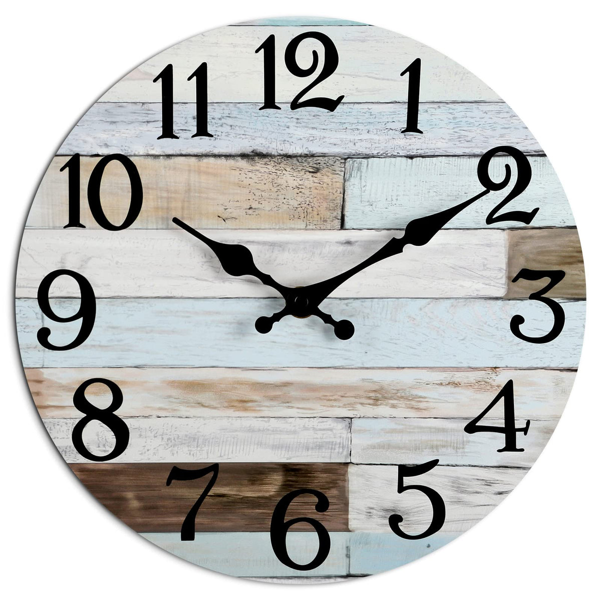 Kecyet Wall Clock - 10 Inch Silent Non-Ticking Wooden Wall Clocks Battery Operated - Country Retro Rustic Style Decorative For L