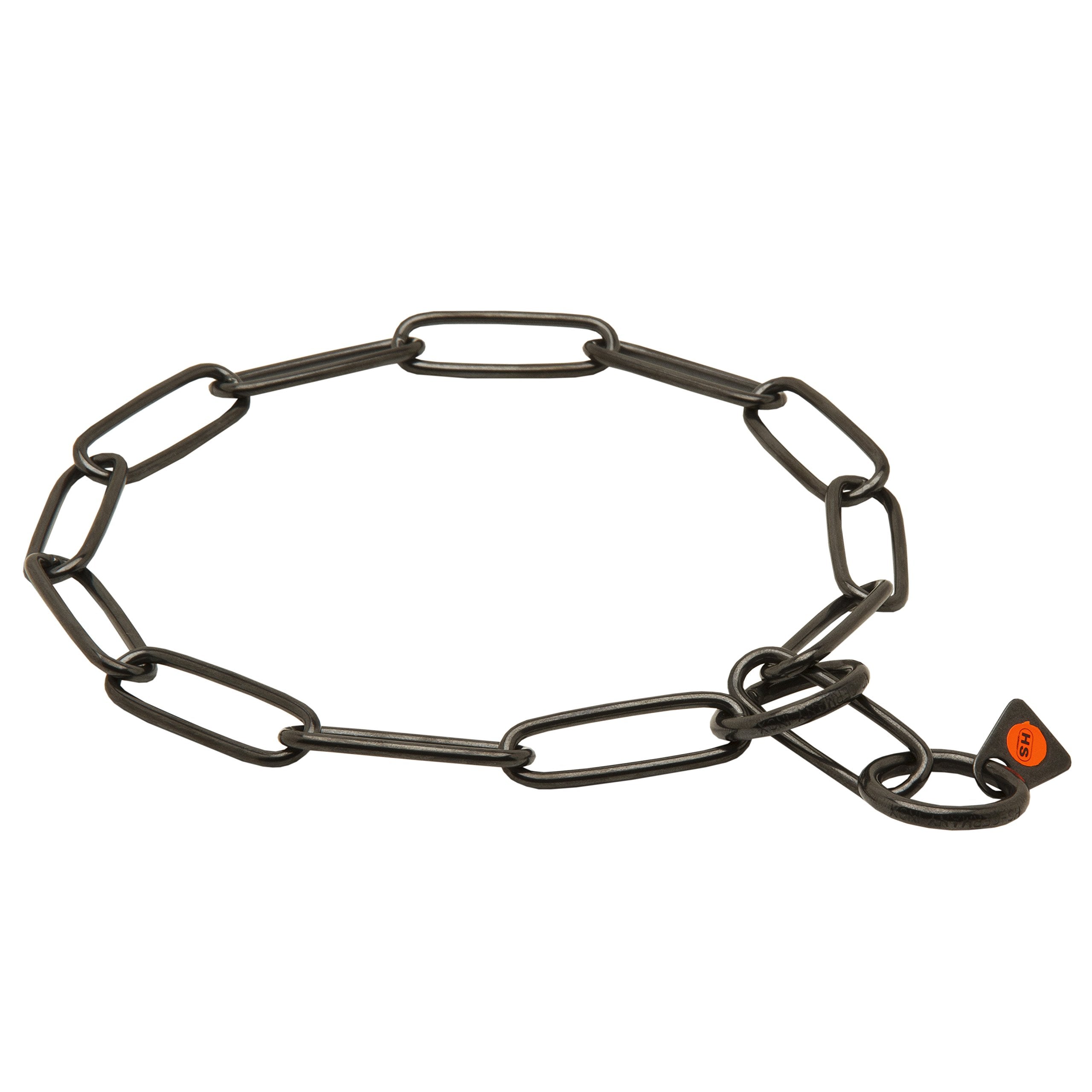 Herm Sprenger Black Stainless Steel Chain Collar For German Shepherd With Long Links - 3 Mm X 21 Inches