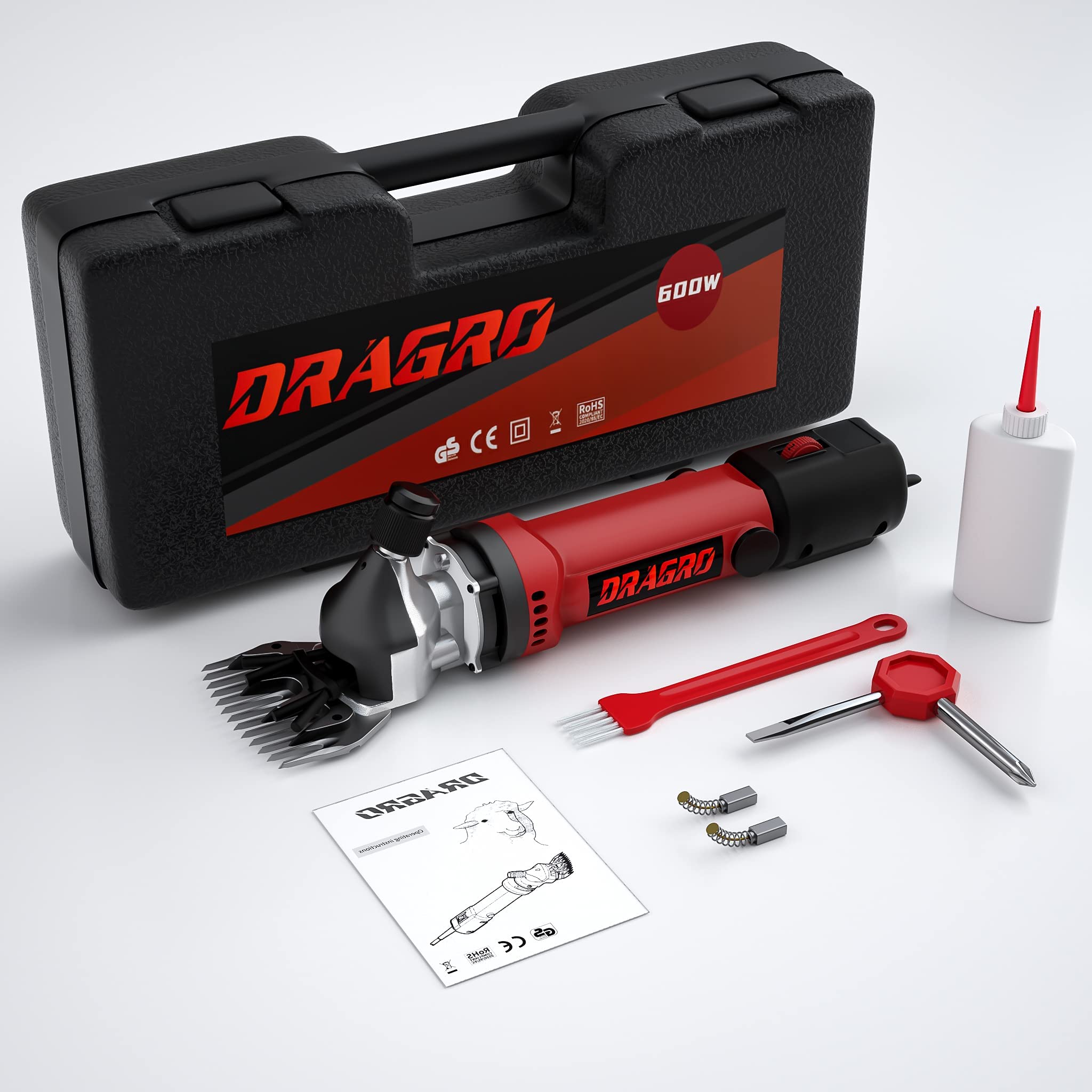 Dragro Sheep Clippers 600W, Professional Animal Shearing Machine, Farm Livestock Grooming Kit, Heavy Duty Electric Clippers For Thick Coat Animals (Sheep Clippers-600W)