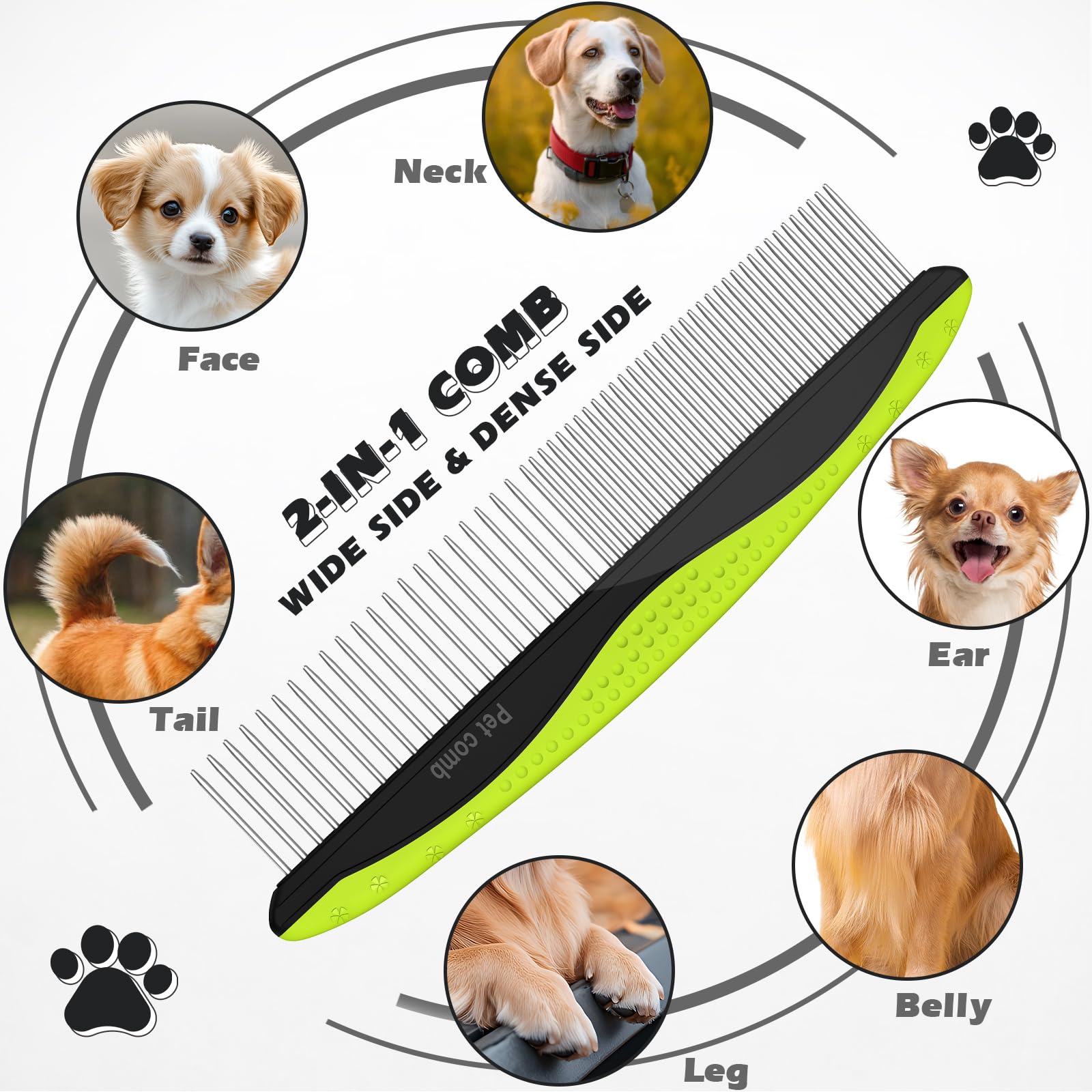 3PCS Dog Grooming Kit I Dog Brush for Shedding I Deshedding Dog Brush I Metal Dog Comb I Dog Bath Brush I Undercoat Rake for Dog