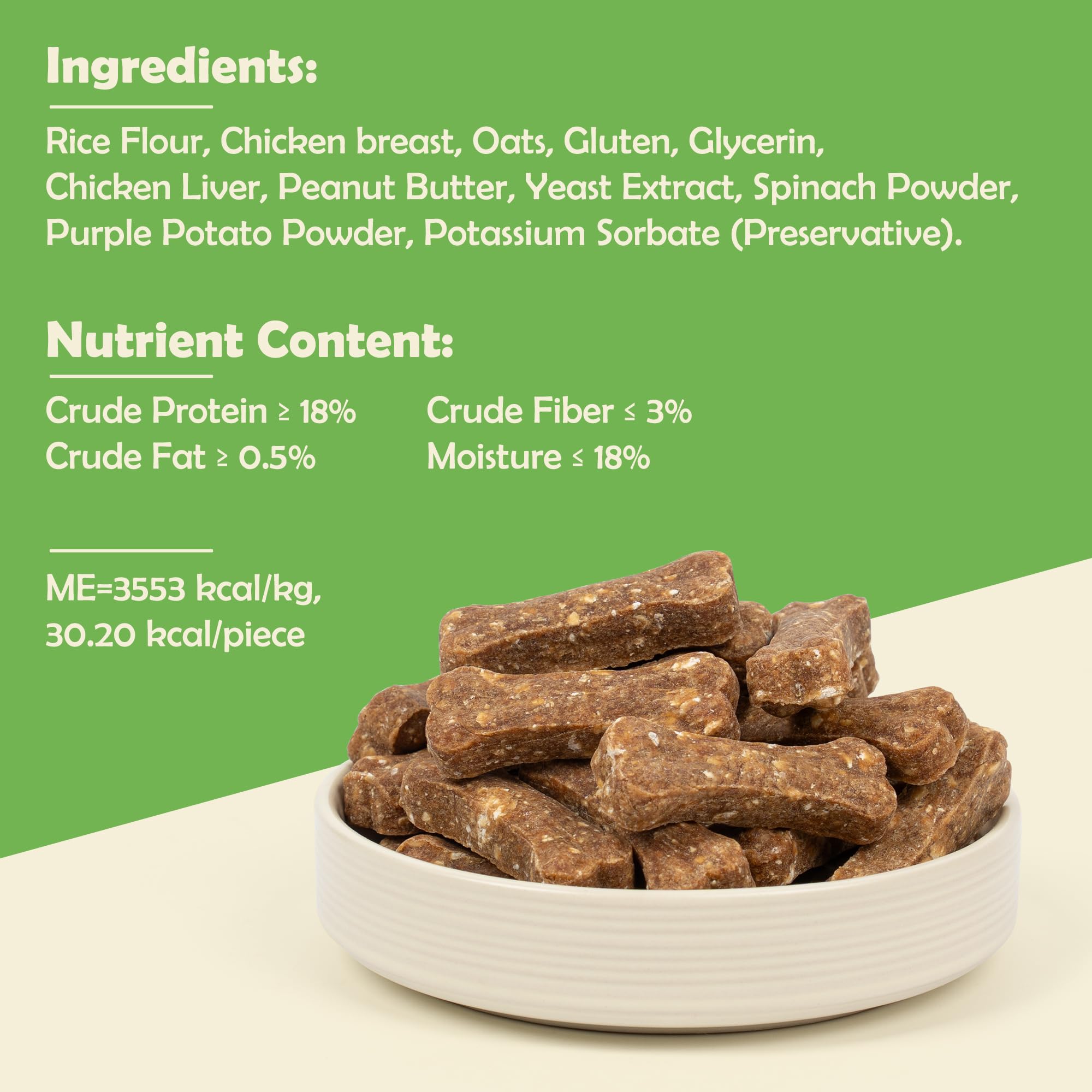 MON2SUN Dog Treats 2 Inch Chicken & Oat Treats with Peanut Butter, Crunchy Biscuits for Small Dogs, Training Rewards, 10.6 oz (3