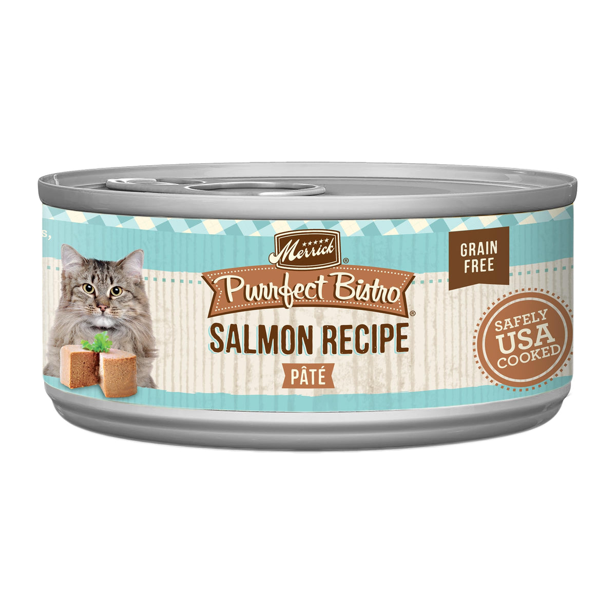 Merrick Purrfect Bistro Grain Free Premium Soft Canned Pate Adult Wet Cat Food, High Protein Salmon Recipe - (Pack Of 24) 5.5 Oz. Cans