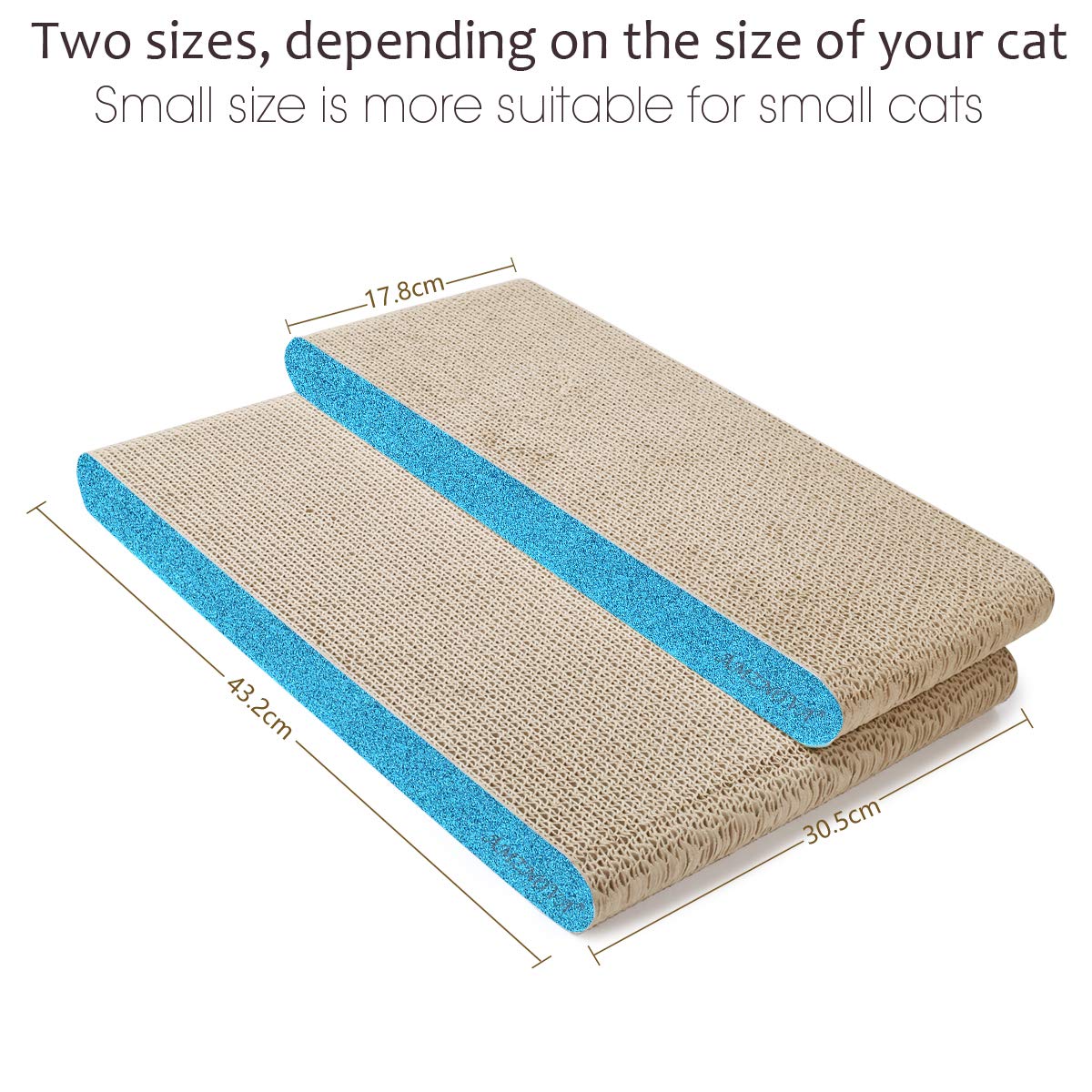 Amznova Durable Flat Cardboard Cat Scratcher, Colors Series, Wide, Glitter Blue