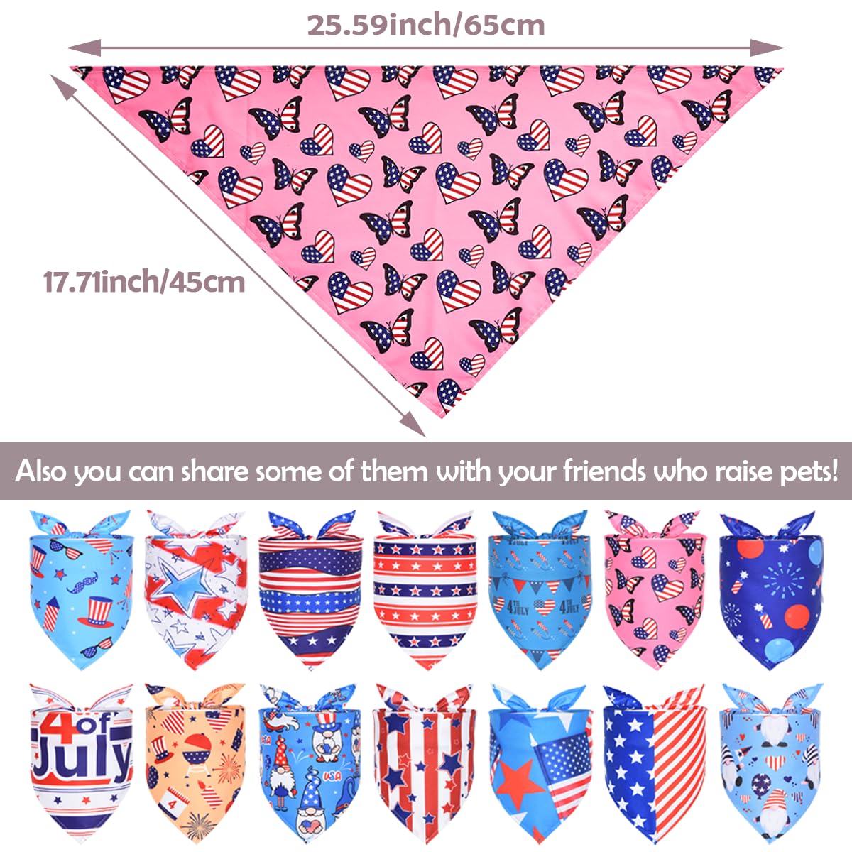 Jpgdn 100Pcs 4Th Of July Memorial Day Dog Bandanas Bulk For Small Medium Dog Patriotic American Flag Bandana Boy And Girl Scarve