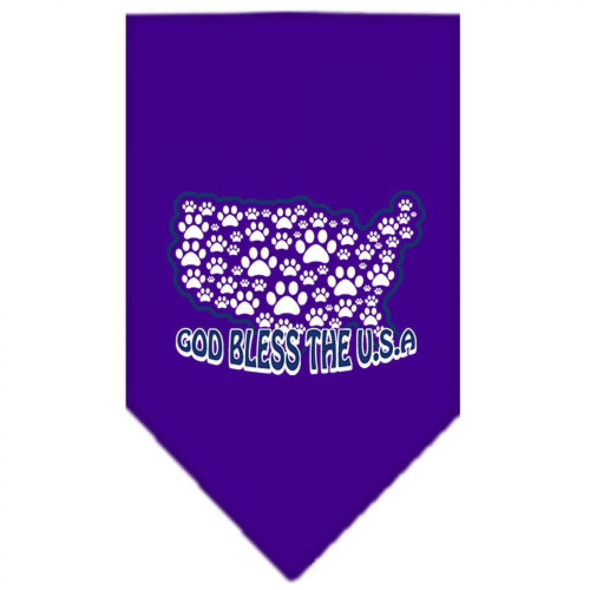 Pet and Dog Bandana Screen Printed, &quot;God Bless The USA&quot; Purple Small