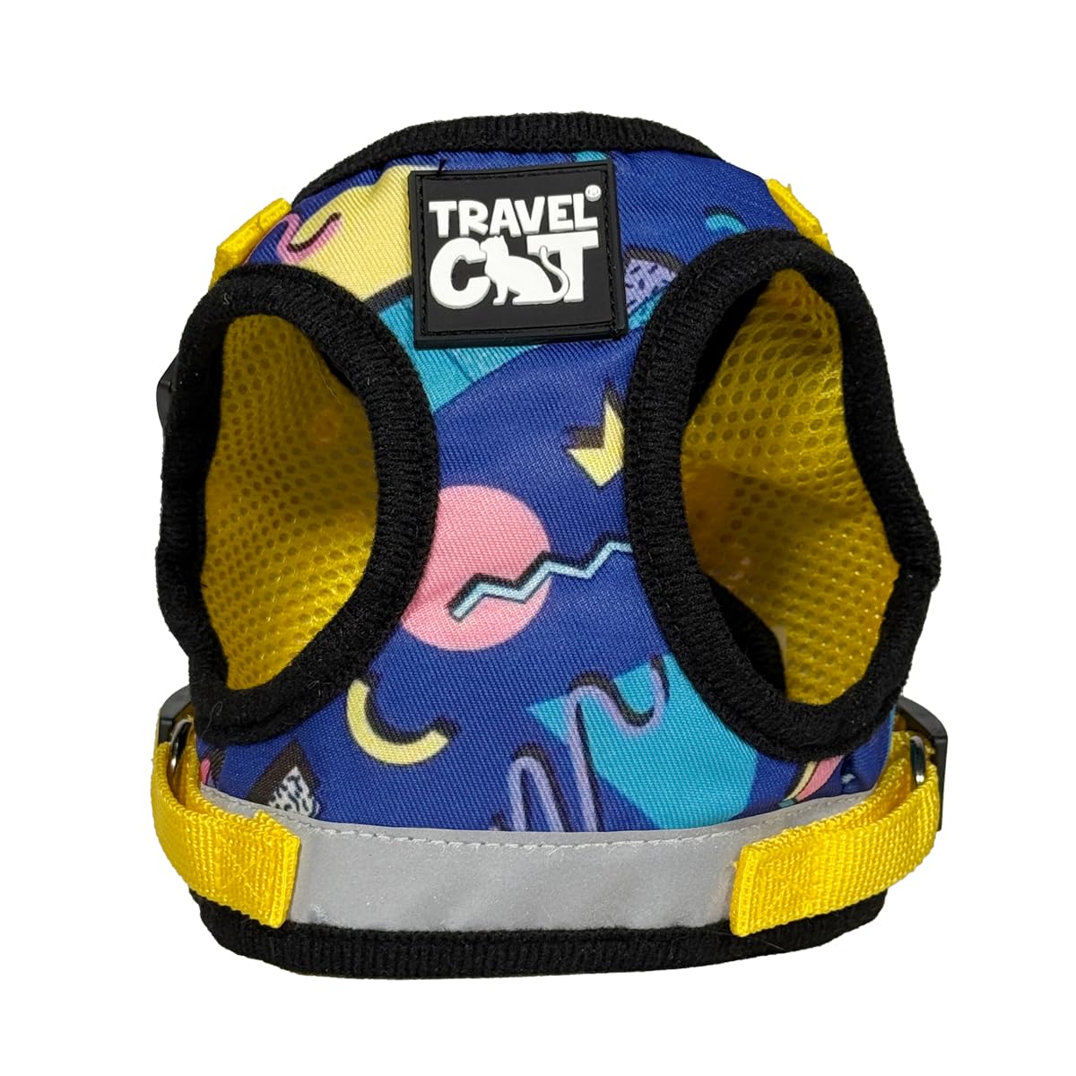 Travel Cat Harness And Leash Set - Adjustable Comfort Fit Mesh Vest Harnesses With Reflective Strap - Snug Fit Harness For Cats, Kitten For Outdoor Walking, Groovy, Medium (Chest 15-17.3 Inch)