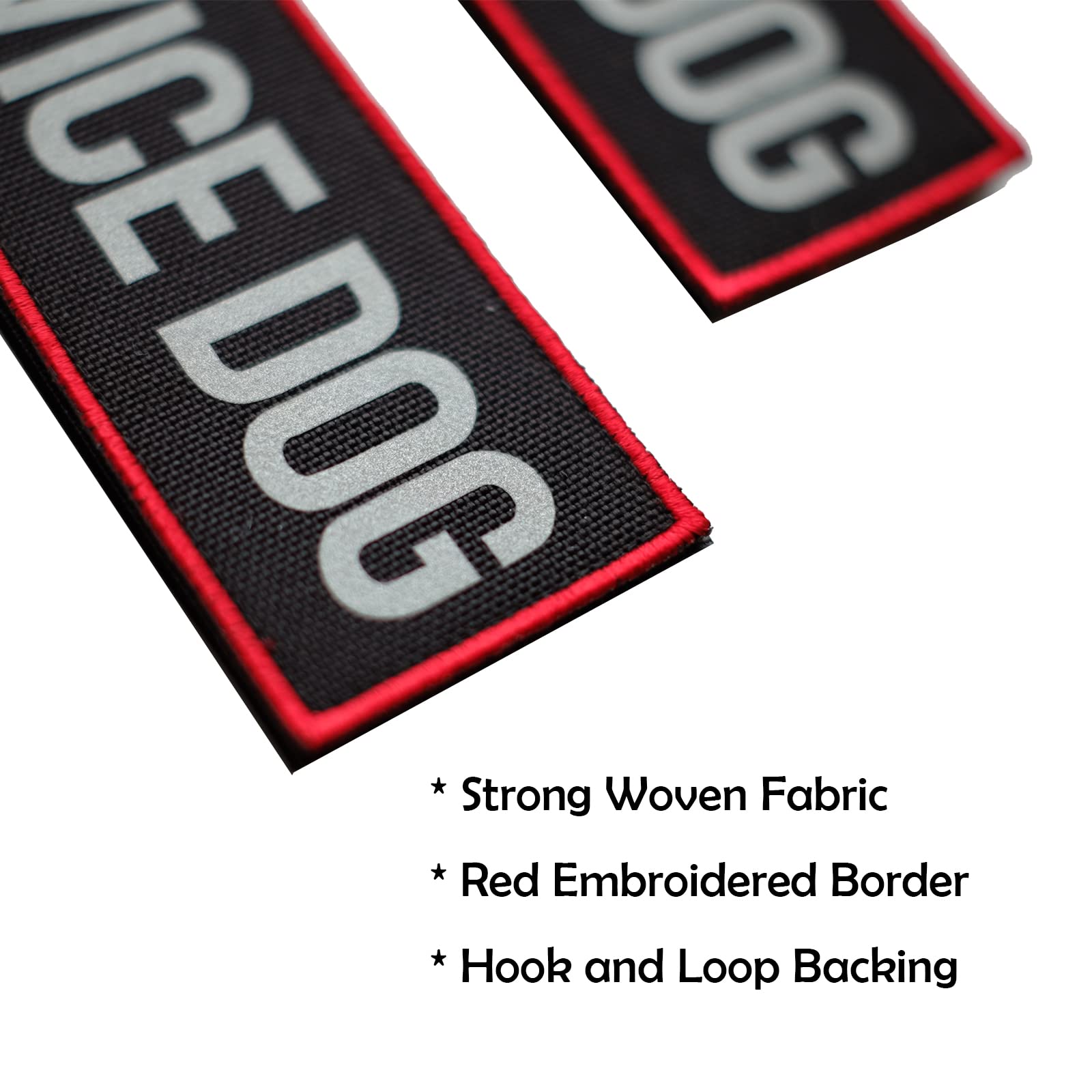 FITZNORA 2 Pcs Reflective Service Dog Patch with Hook and Loop Backing, Embroidered Border with Printed Lettering Patch for Dog